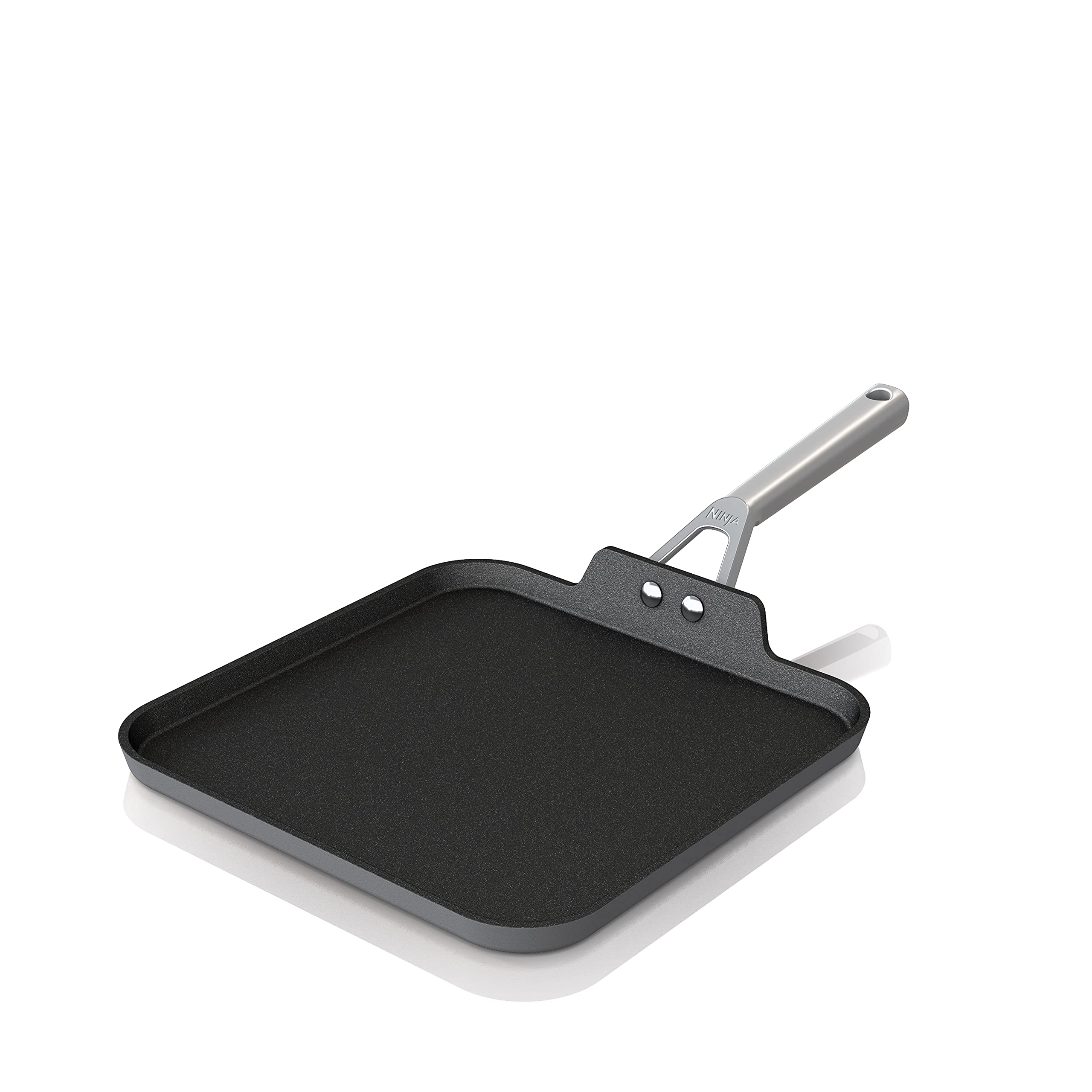 Ninja C30628 Foodi NeverStick Premium 11-Inch Square Griddle Pan - Hard-Anodized Nonstick Cookware, Oven Safe to 500°F, Durable & Scratch-Resistant, Slate Grey - Perfect for Pancakes, Burgers, Steaks & Indoor/Outdoor Cooking