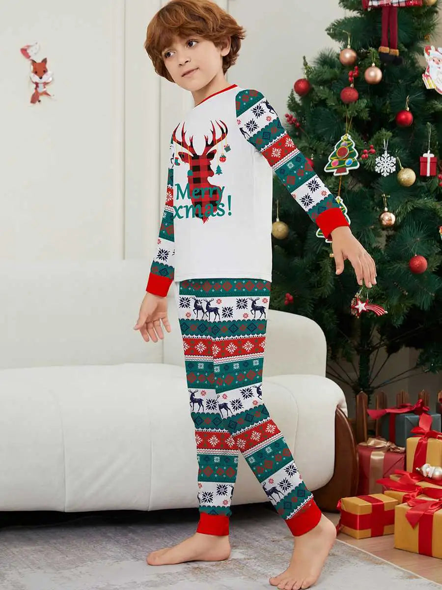 Festive Christmas Matching Family Pajamas Set - Cozy Reindeer Print PJS for Holiday Photos & Family Gatherings - Perfect for Christmas Morning & Cozy Winter Nights