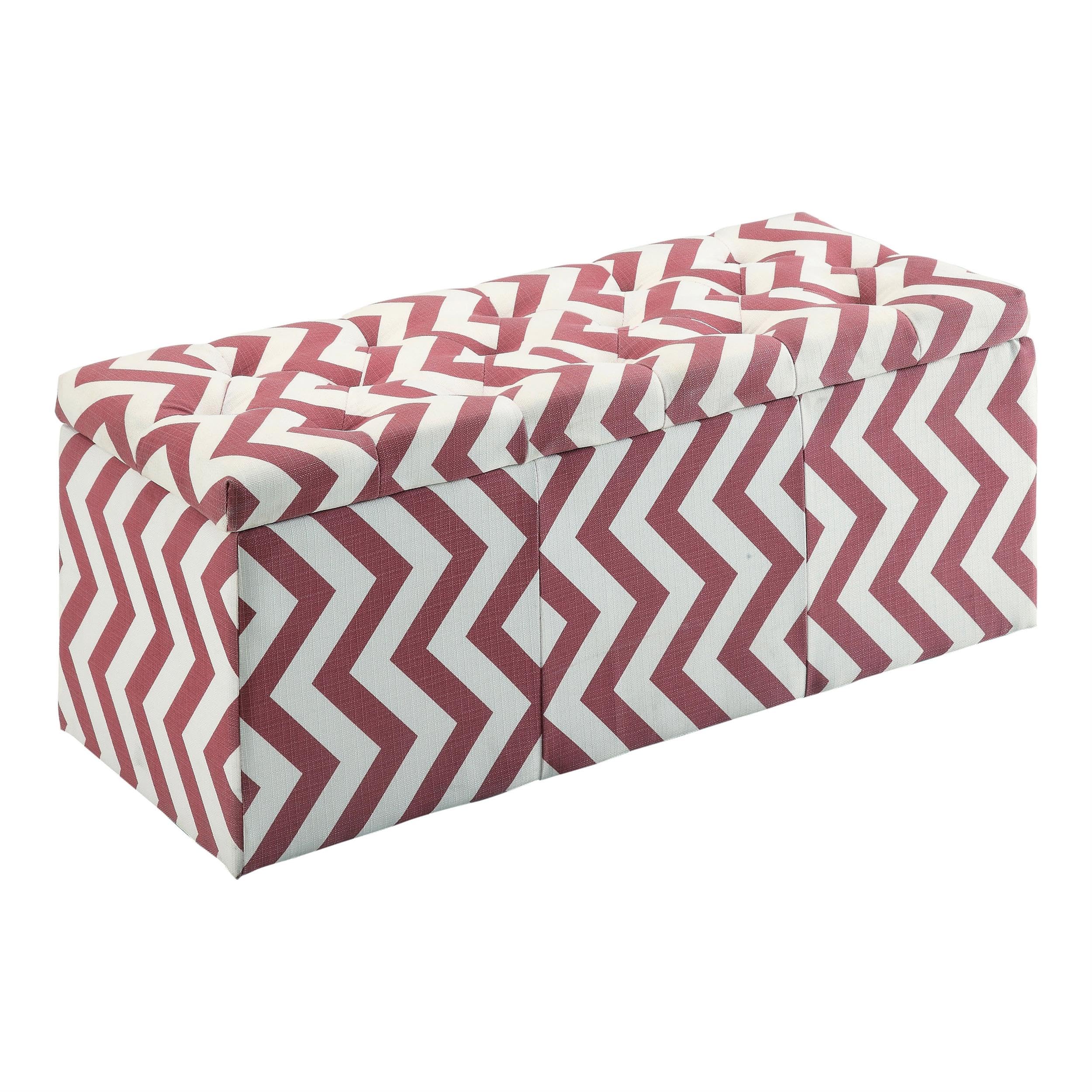 Furniture of America Laina Contemporary Fabric Storage Bench - Red Ottoman with Lift Top for Entryway, Bedroom & Living Room Organization