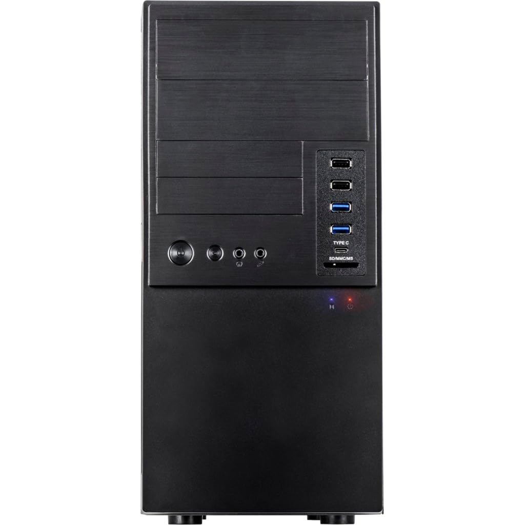 Inter-Tech IT-6865 Black Micro-ATX Tower PC Case - Compact Computer Chassis for Gaming & Office Use (14x34cm, CE Certified) - Perfect for Home & Small Business Desktop Builds