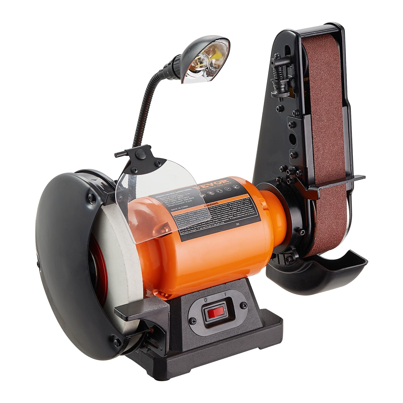 VEVOR 8 Inch Bench Grinder with 2 x 28 Inch Belt Sander Combo, 2.5A Induction Motor for Metal Sharpening, Grinding & Polishing - Perfect for DIY Projects, Knife Sharpening & Metalworking in Home Workshops