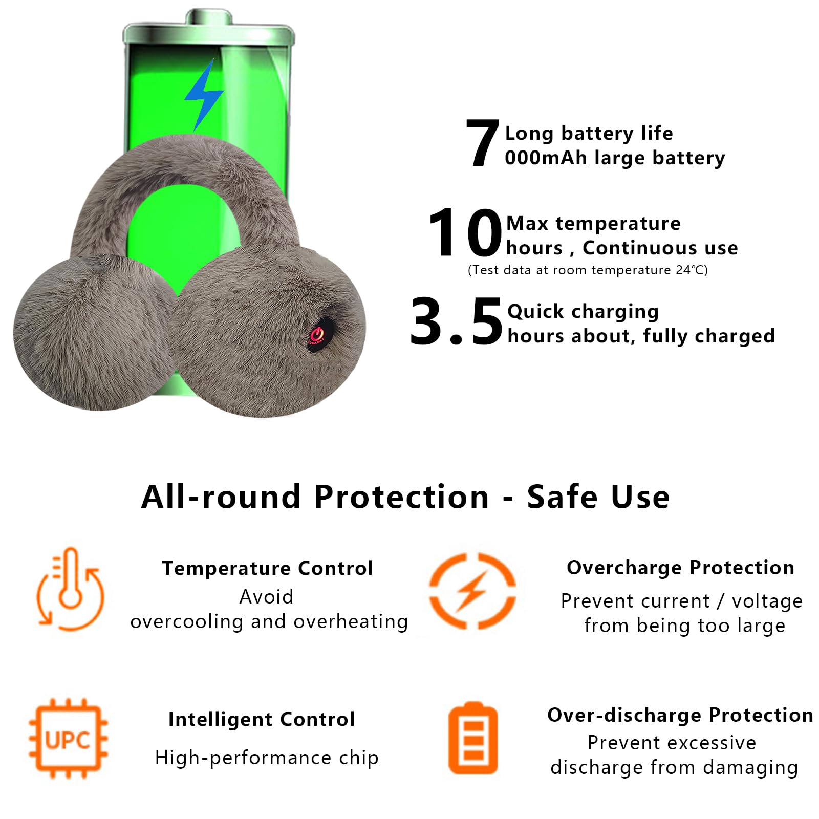 Heated Ear Muffs for Winter - Constant Temperature Earmuffs for Men & Women - Cold Weather Ear Warmers - Perfect for Skiing, Snowboarding & Outdoor Activities