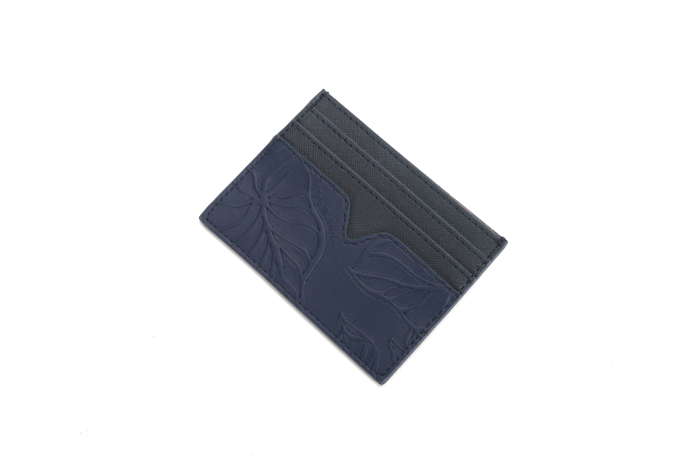 Meilany Kalo Navy Embossed Leather Card Holder - Slim RFID Blocking Wallet for Men & Women - Perfect for Travel, Business & Everyday Use