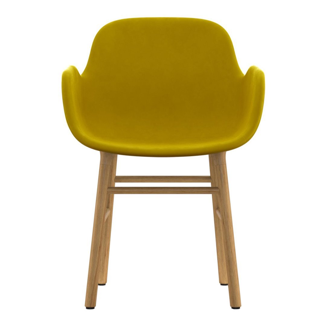 Modern Upholstered Form Armchair with Wooden Legs - Perfect for Living Room, Office, or Lounge Decor