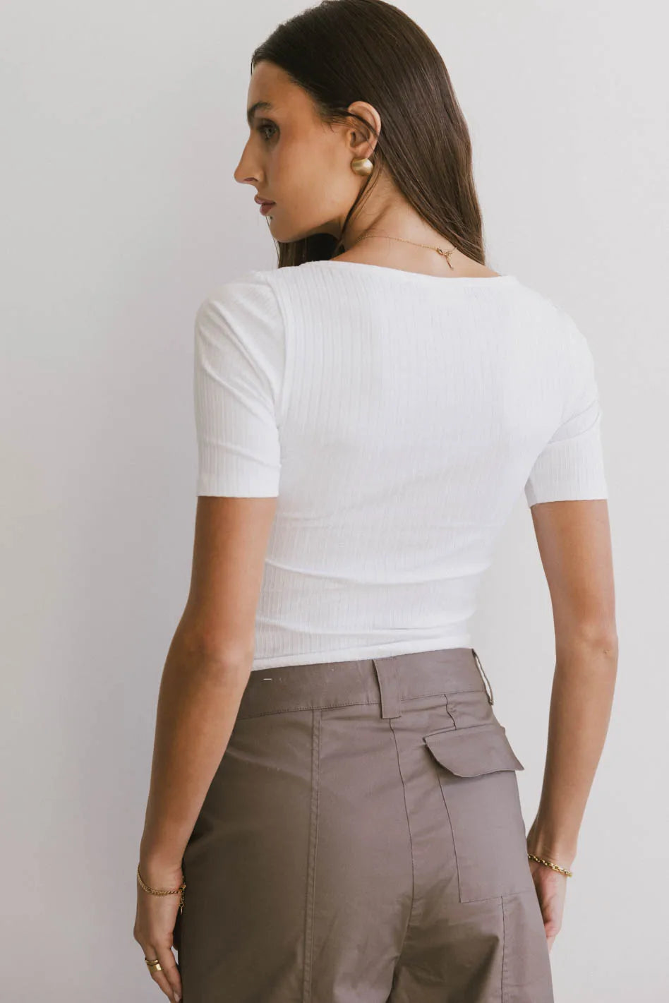 Frank and Oak Ribbed Top for Women - Soft Stretch Casual T-Shirt - Perfect for Layering, Everyday Wear & Outfits