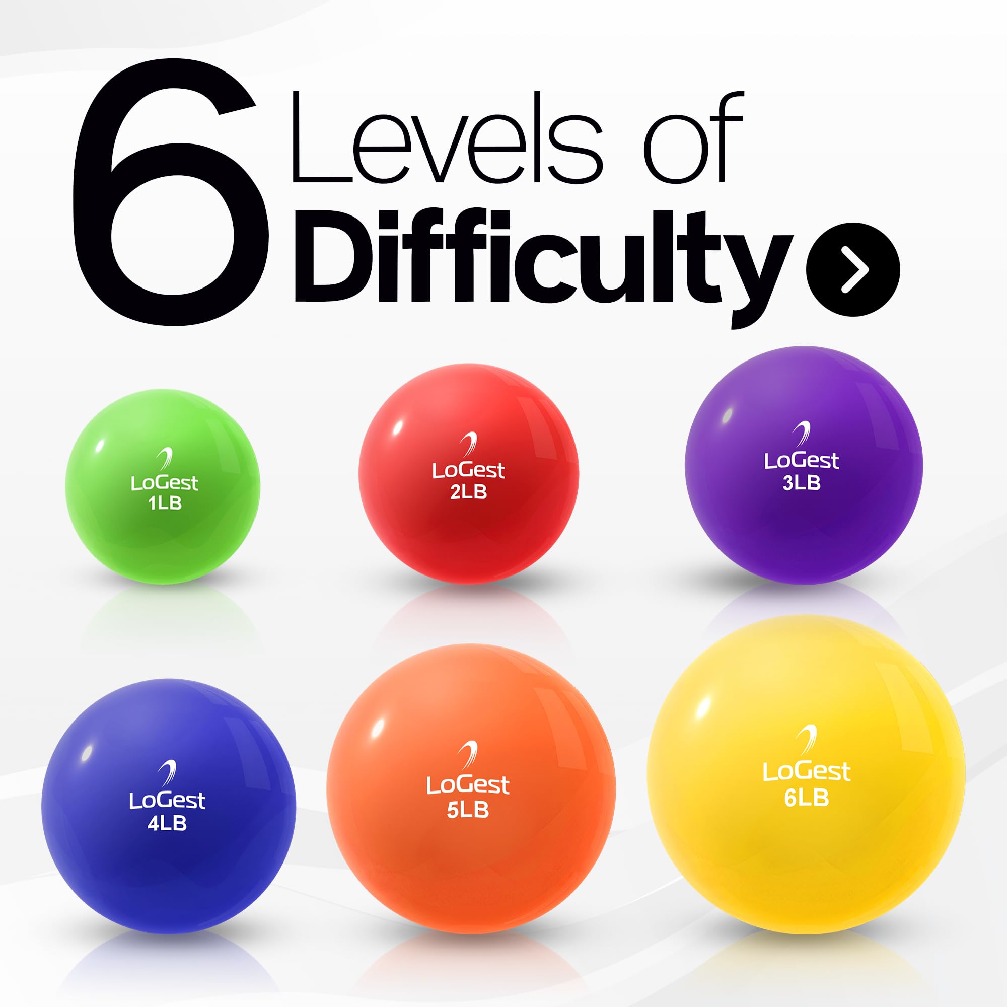 Weighted Exercise Balls Set - 1LB to 6LB Medicine Ball Pair for Strength Training - Color-Coded Toning Balls for Men & Women - Home Gym, Yoga, Pilates & CrossFit Workouts