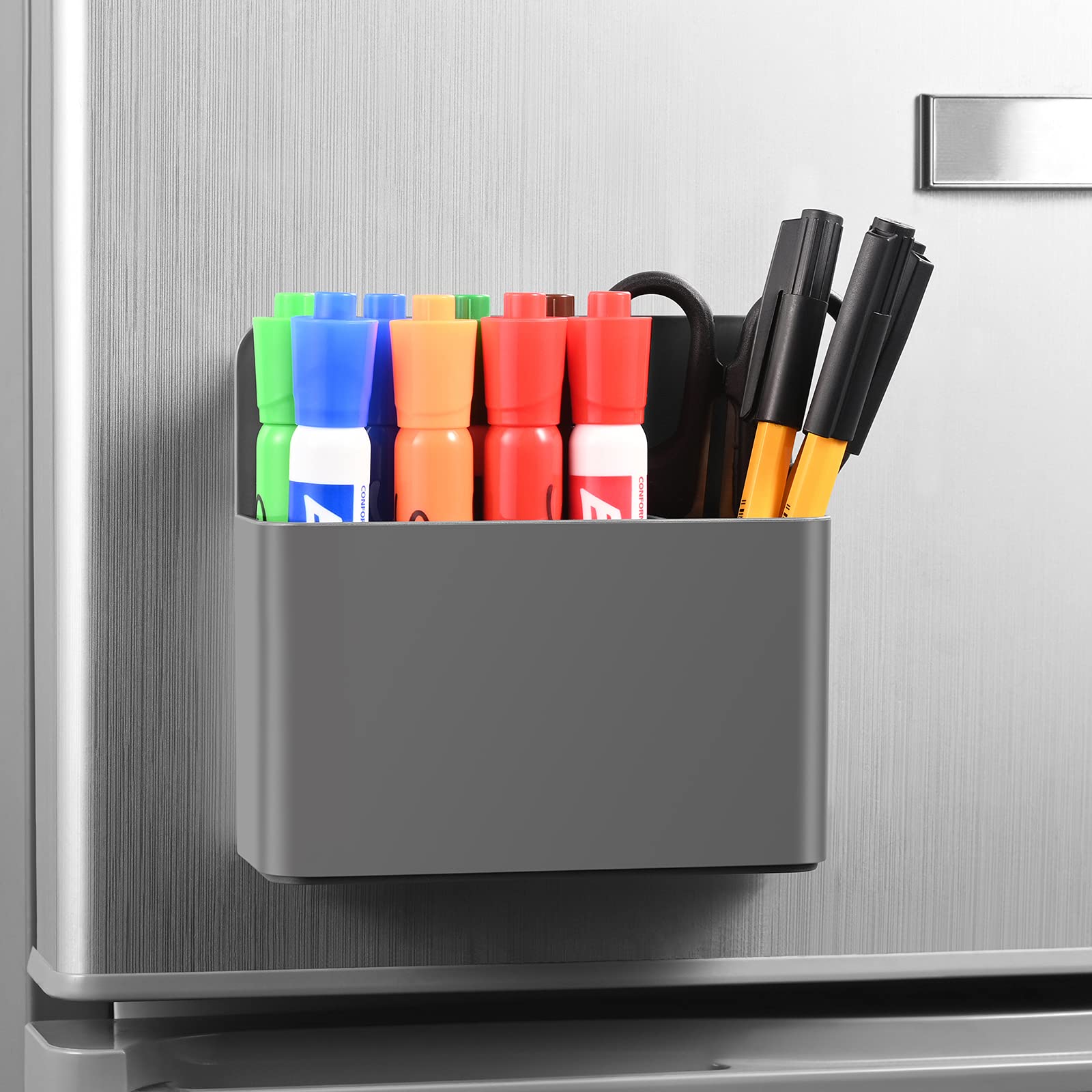 Strong Magnetic Marker Holder for Dry Erase Pens - Organizer for Markers, Erasers, Bottle Openers & Remote Controls - Perfect for Whiteboards, Fridge Doors, Lockers & Office/Home Organization