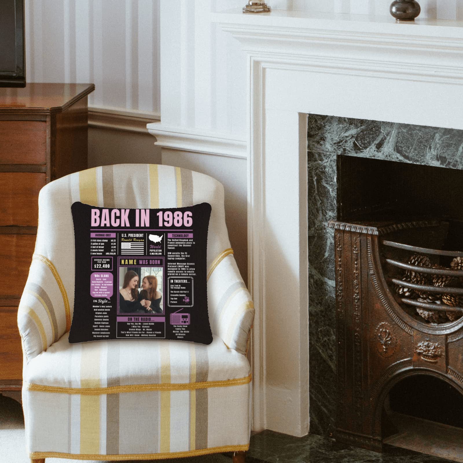 **Custom 38th Birthday Throw Pillow - Soft Purple 1986 Themed Gift for Women & Men - Perfect for Sofa Decor, Party Favors & Anniversary Celebrations**