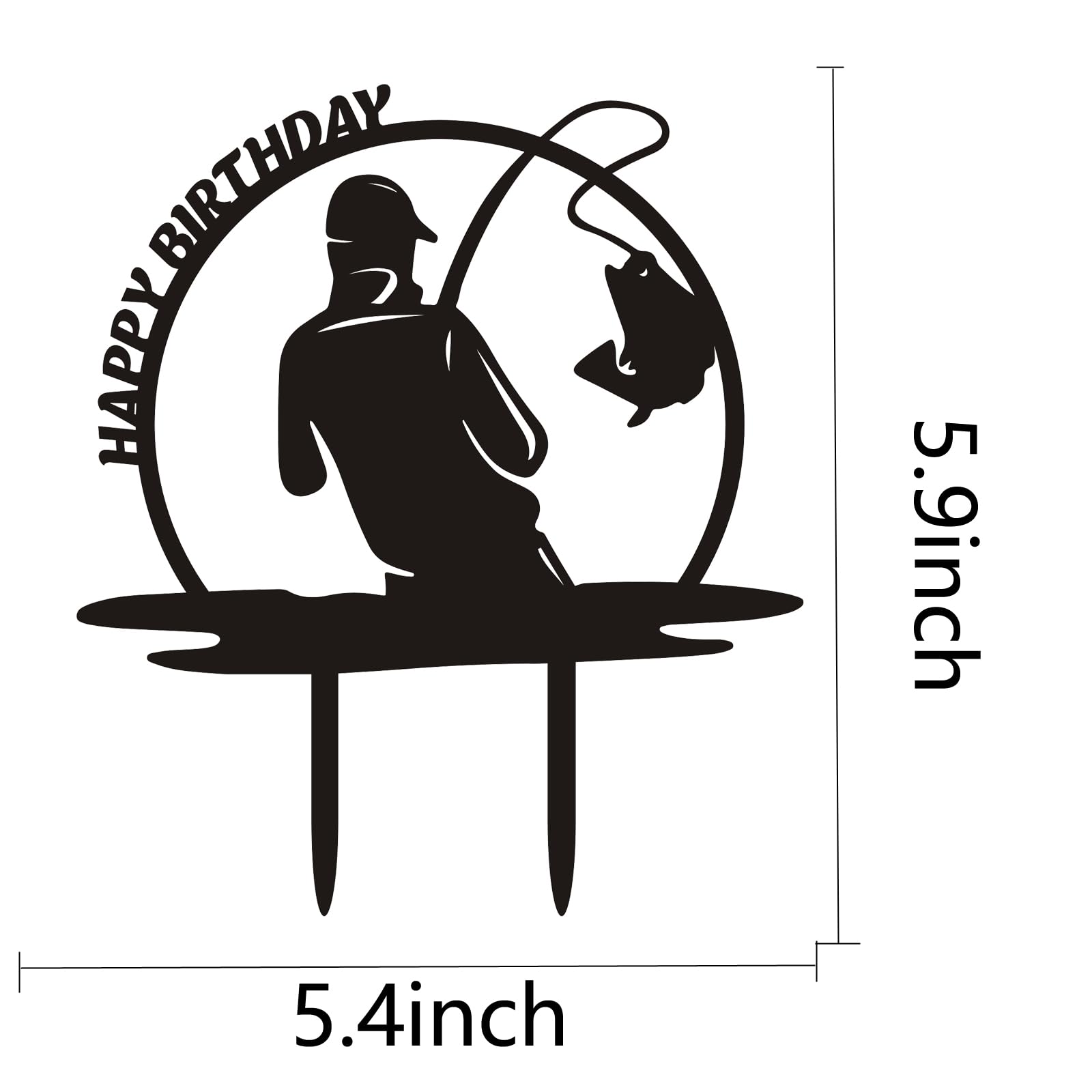 Funny Fishing Happy Birthday Cake Topper - Fisherman Birthday Party Decorations for Outdoor Gone Fishing Themed Parties - Perfect for Boys and Girls Birthday Celebrations | Great for Fishing Enthusiasts, Outdoor BBQs, and Themed Birthday Parties