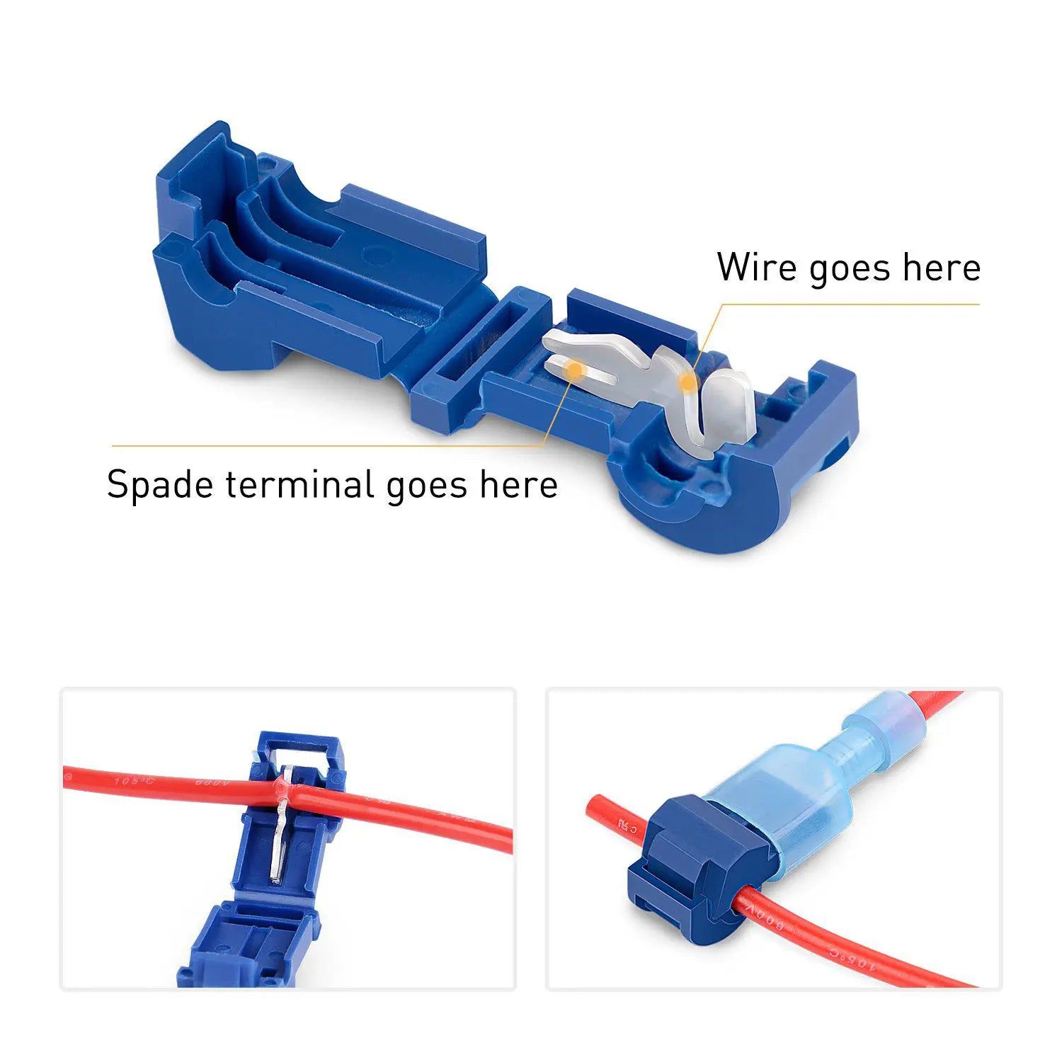 120Pcs Quick Splice Wire Terminals - Insulated Electrical Connectors for Automotive, Home & DIY Projects - Easy Wire Joining Solution for Car Repairs, Lighting & Appliance Wiring