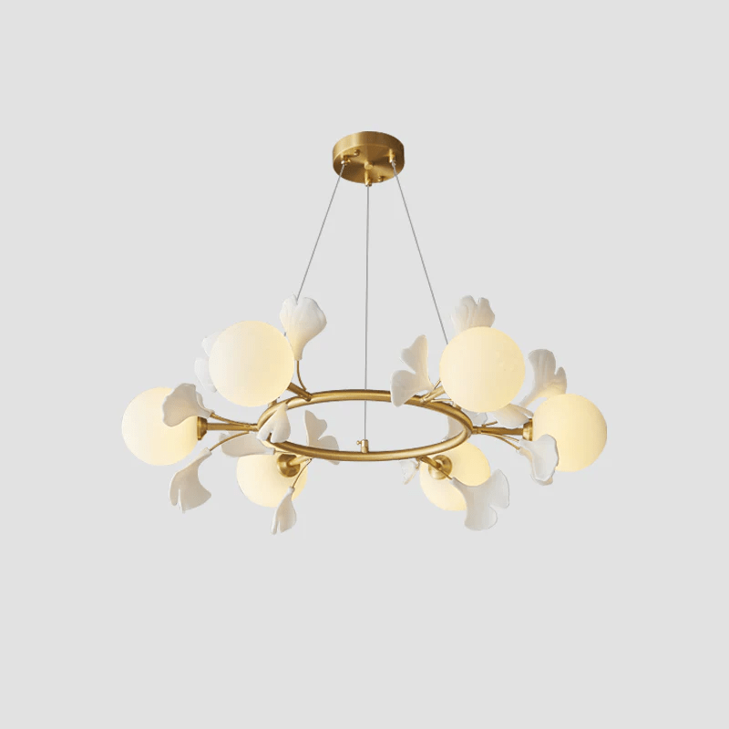 Evander Gingko Chandelier - Modern Leaf Design Crystal Ceiling Light Fixture for Dining Room, Living Room & Bedroom Decor