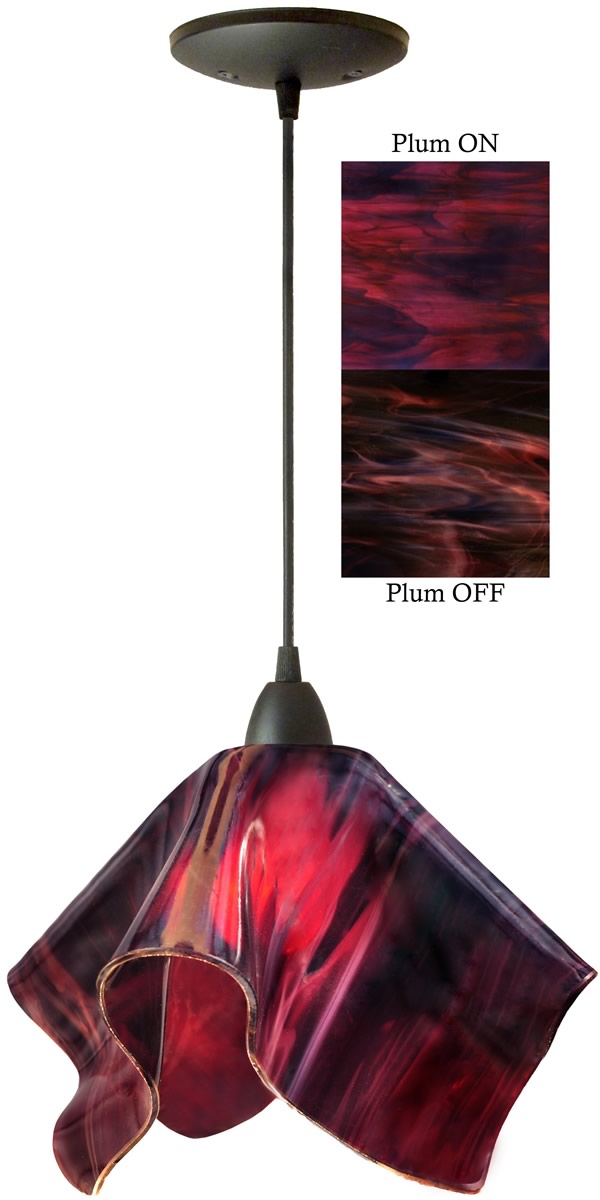 11W Radiance 1 Light Flame Pendant Plum Chandelier - Modern Hanging Fixture for Dining Room, Bedroom, or Living Room Decor