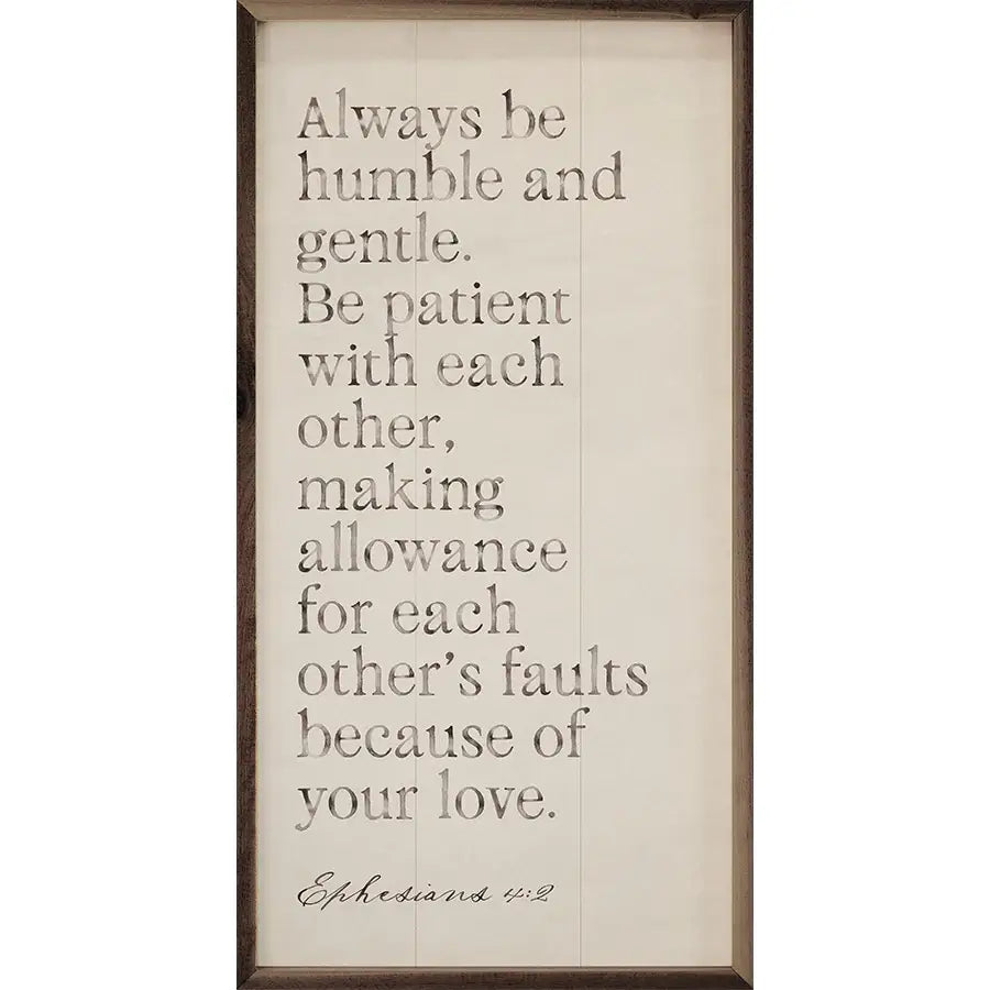 Humble and Gentle Wood Framed Wall Art Print - Inspirational Home Decor for Living Room, Bedroom & Office