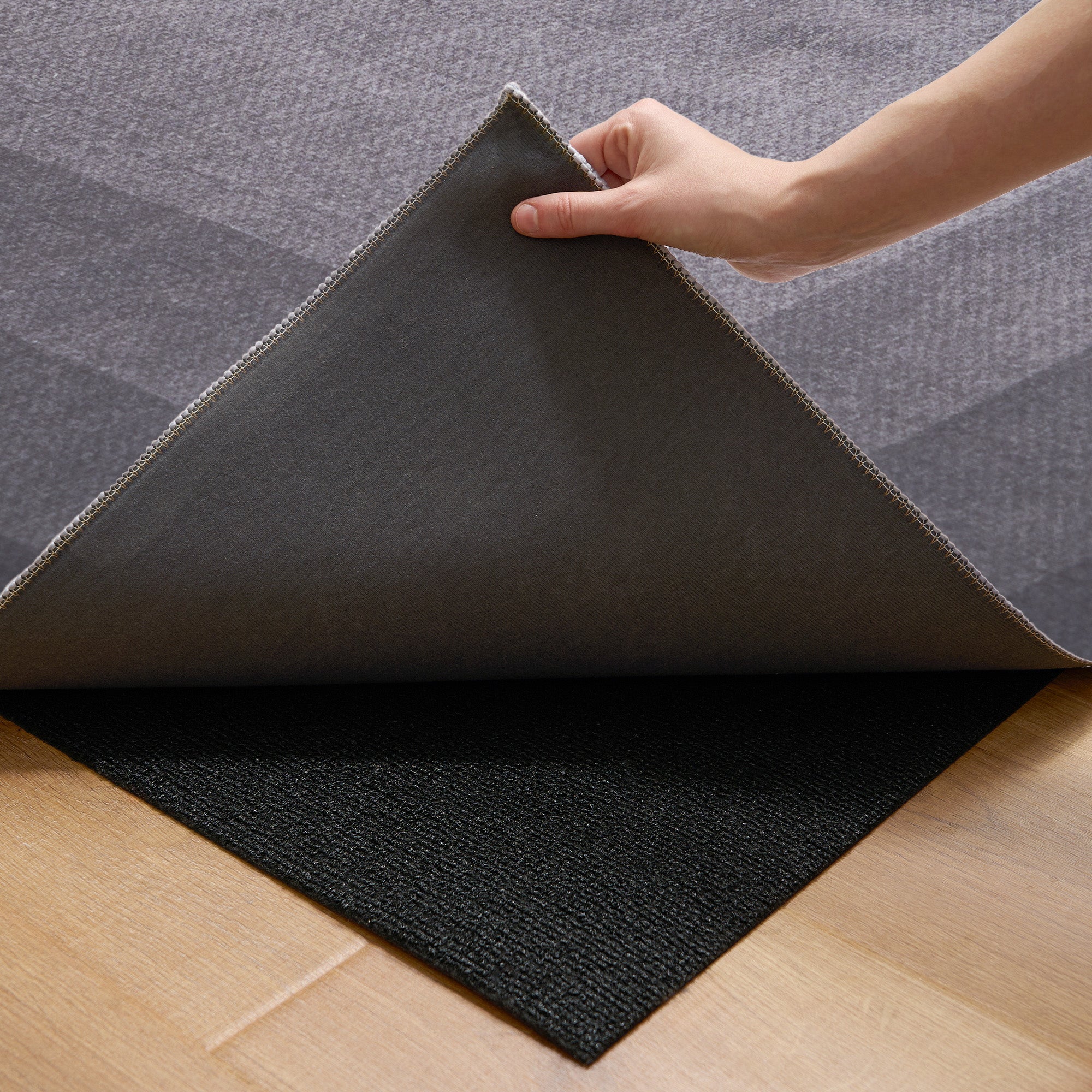 Easy Clean Washable Rug - Dark Gradient Square Design - Durable Pet Friendly Spillproof Non-Slip Area Rug for Living Room, Bedroom & Office - Perfect for Homes with Pets and Kids