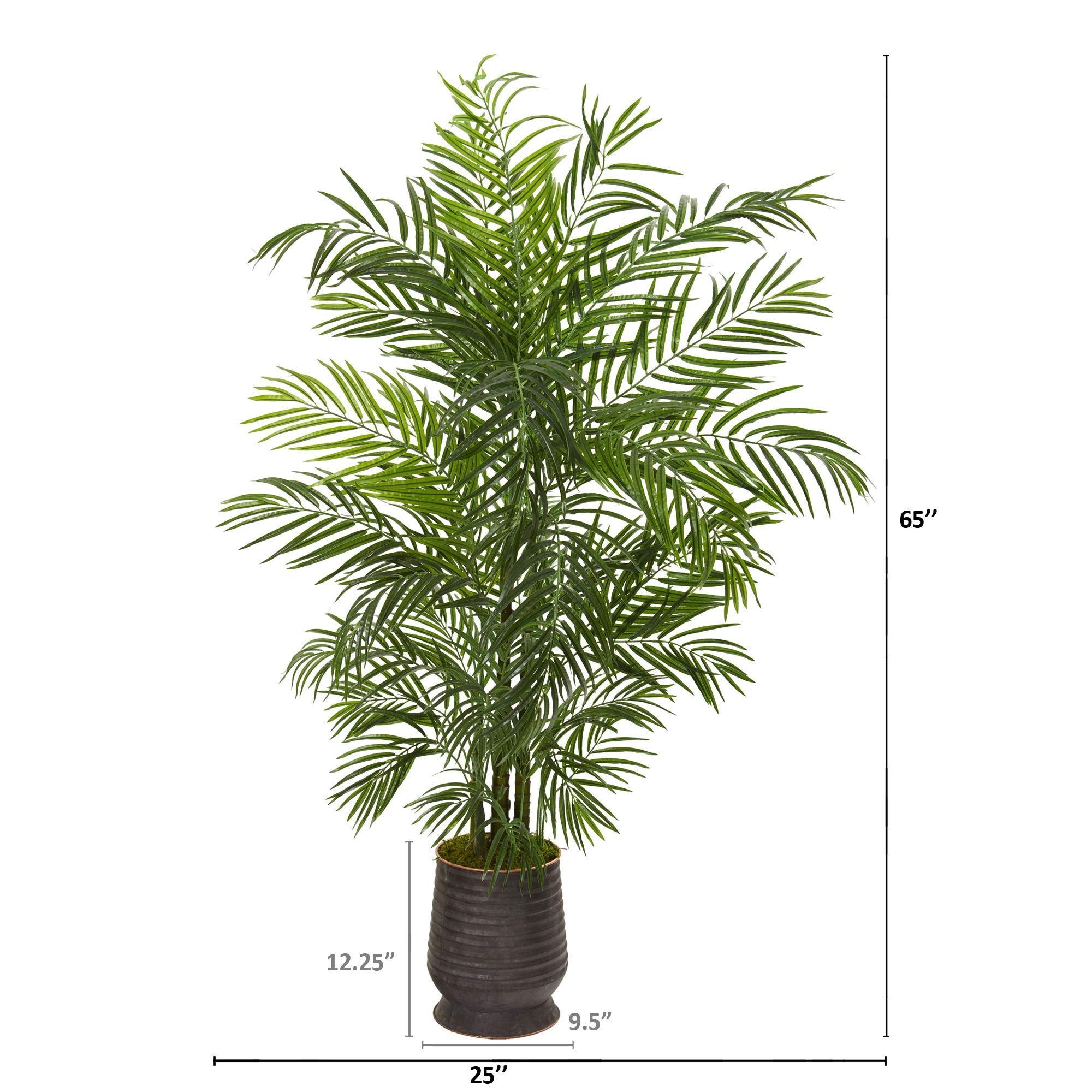 Nearly Natural 65in. UV Resistant Areca Artificial Palm Tree in Decorative Planter - Indoor/Outdoor Fake Plant for Home, Office, Patio & Garden Decor