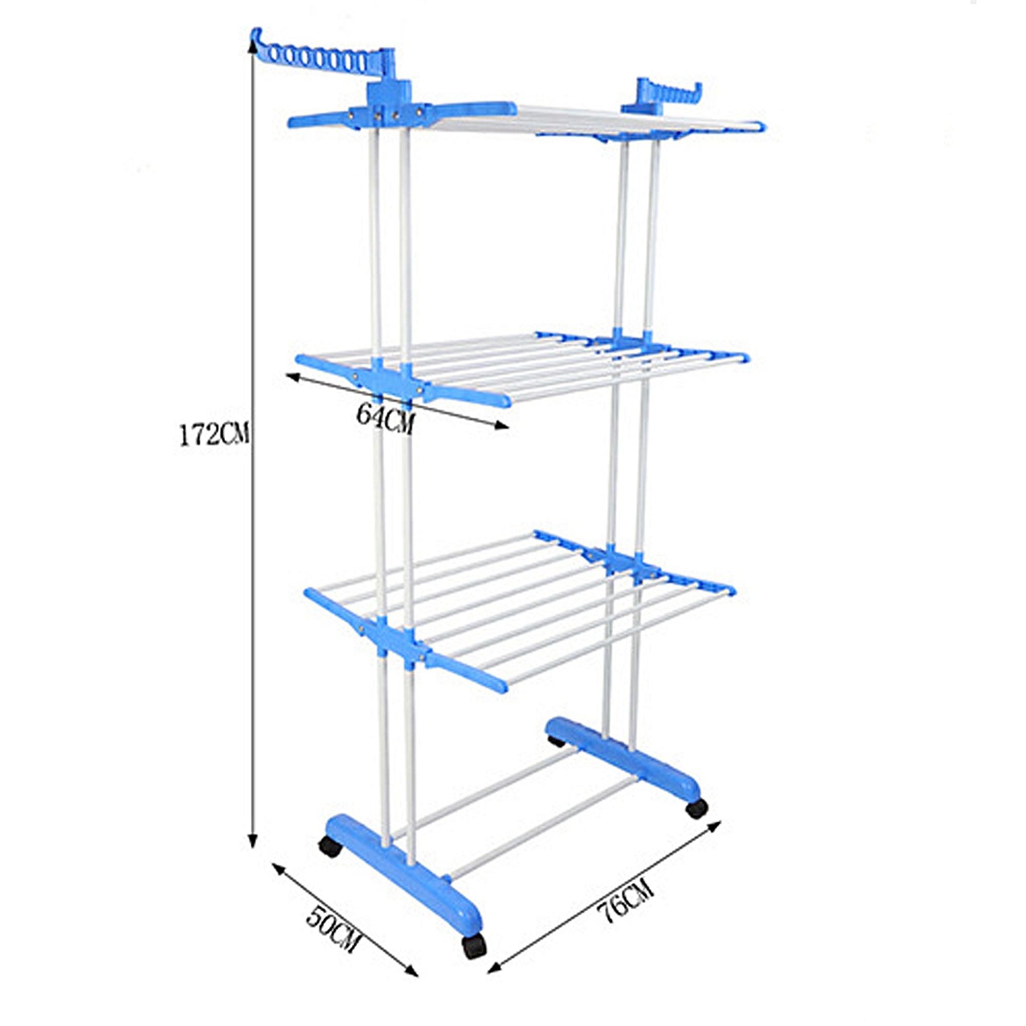 Milex Blue Folding Floor Standing Clothes Drying Rack - Heavy Duty Laundry Rack for Indoor & Outdoor Use - Space Saving Clothes Airer for Apartments, Balconies, and Camping