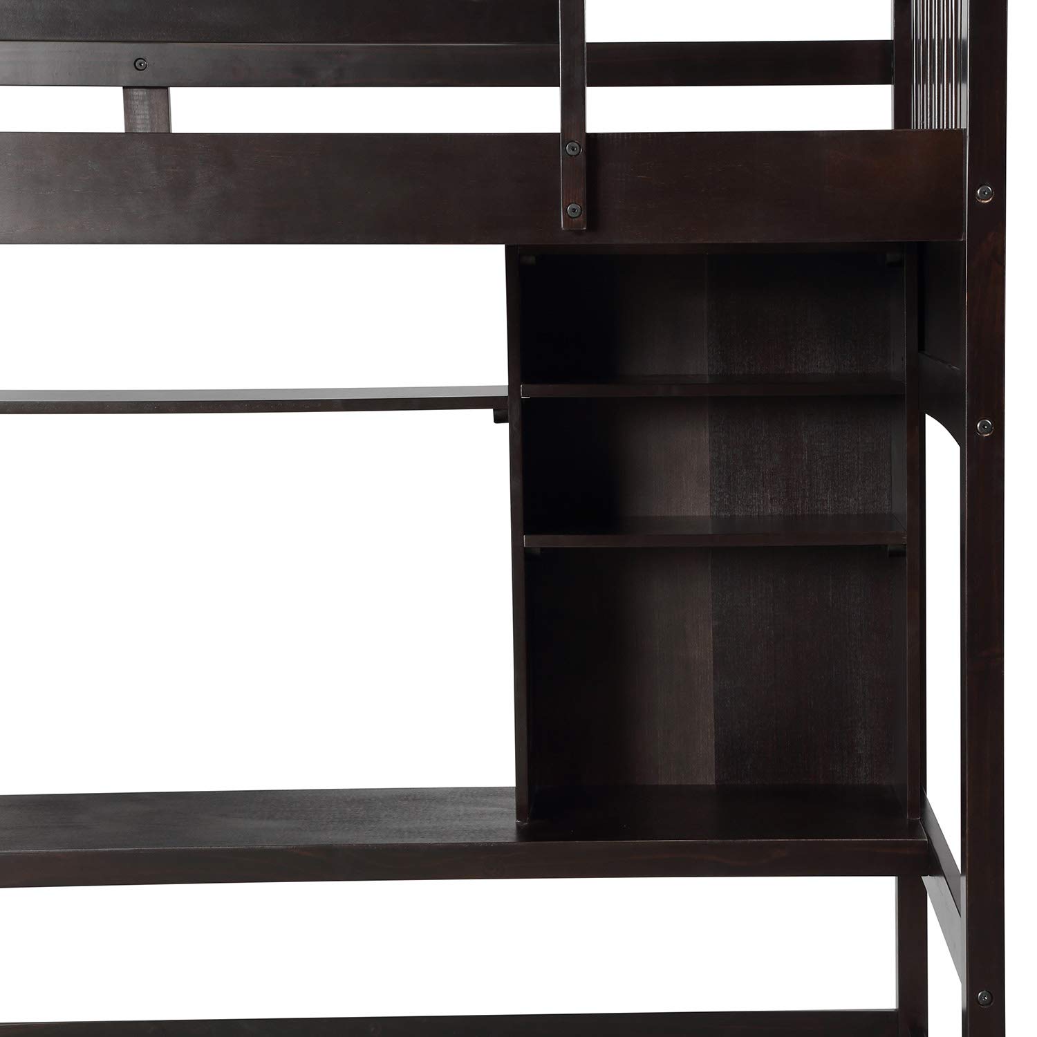 Twin Size Loft Bed with Desk for Kids & Teens - Espresso Finish, Space-Saving Study & Sleep Solution for Small Bedrooms