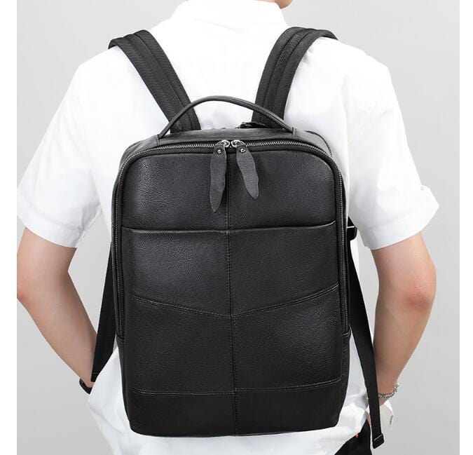 Large Travel Backpack for Women - Genuine Black Leather Purse Bag with USB Charging Port, Water Resistant & Spacious Compartments - Perfect for Work, Gym, Hiking & Weekend Getaways