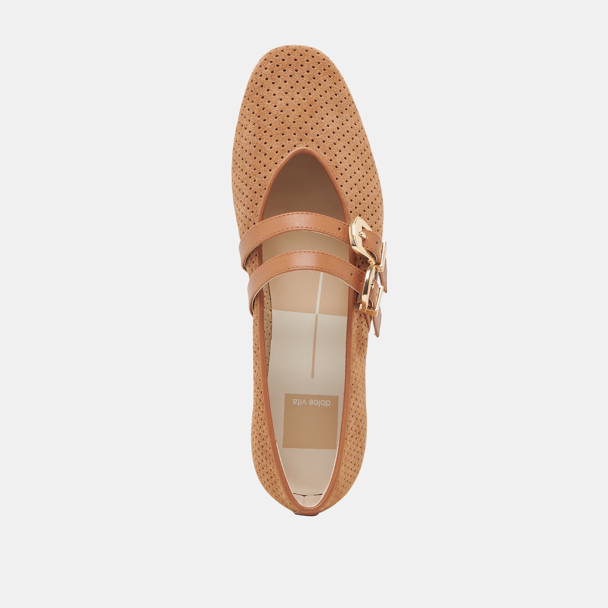 BAYLEE WIDE BALLETS FLATS - PECAN PERFORATED SUEDE LOAFERS | Comfortable Women's Slip-On Shoes for Work, Casual & Travel