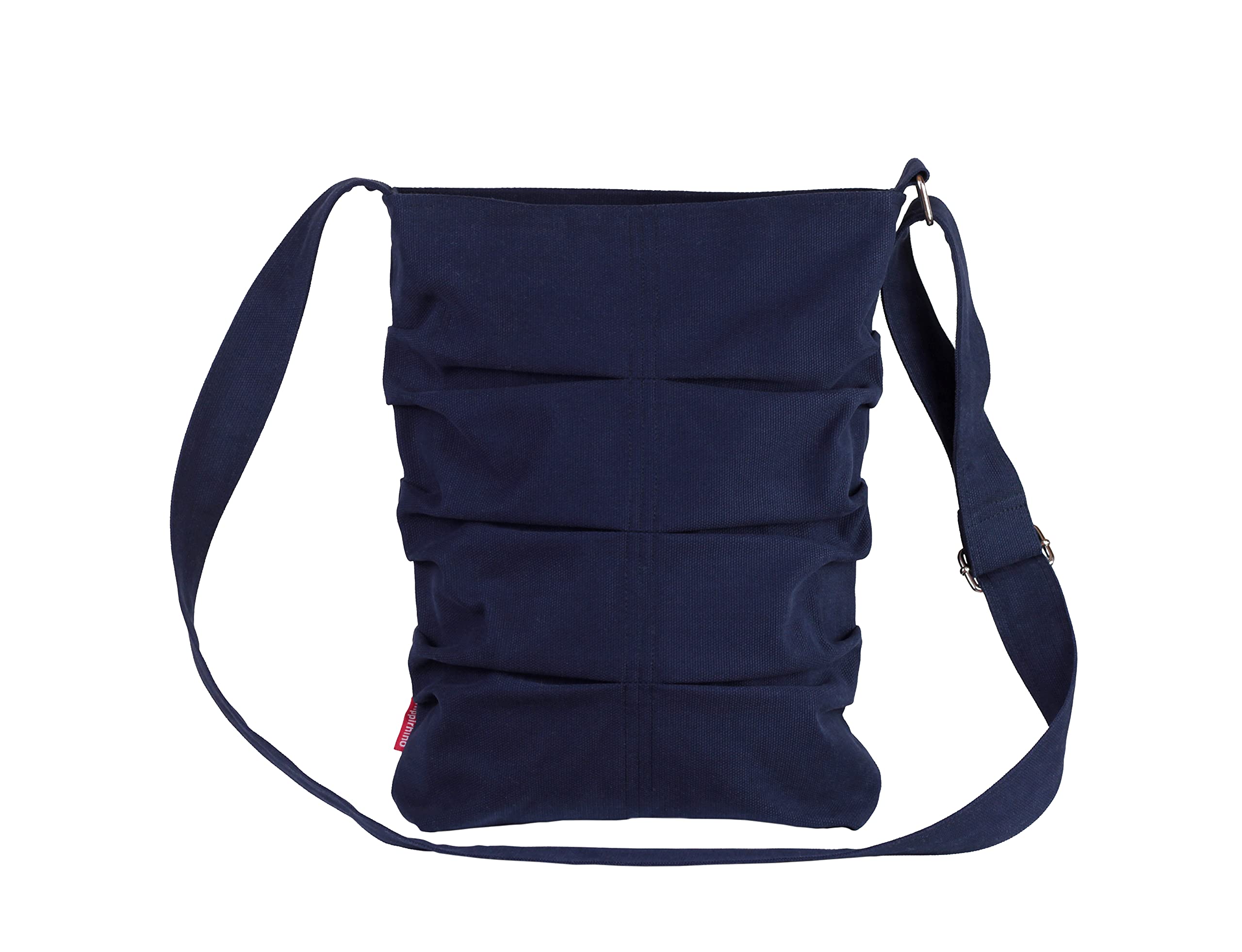 Women's Navy Blue Cotton Crossbody Small Tote Bag - Washable, Fully Lined with Zipper Closure & Pleated Design - Perfect for Casual Outings, Shopping & Travel Accessories
