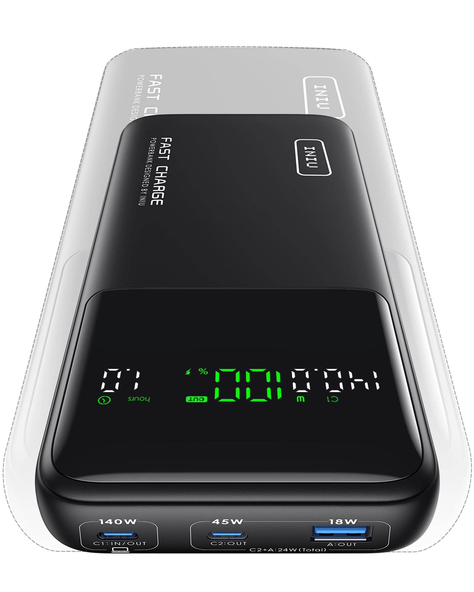 INIU 140W Power Bank 25000mAh - High-Speed Portable Charger with USB-C PD for iPhone 16/15, Samsung Galaxy, iPad, MacBook - Compact Laptop Power Bank with Smart Digital Display - Perfect for Travel, Camping & Emergency Charging