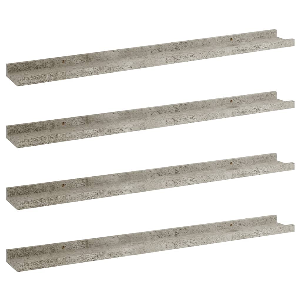 Floating Shelf Wall Mount - Set of 4 Concrete Gray Wall Shelves (31.5
