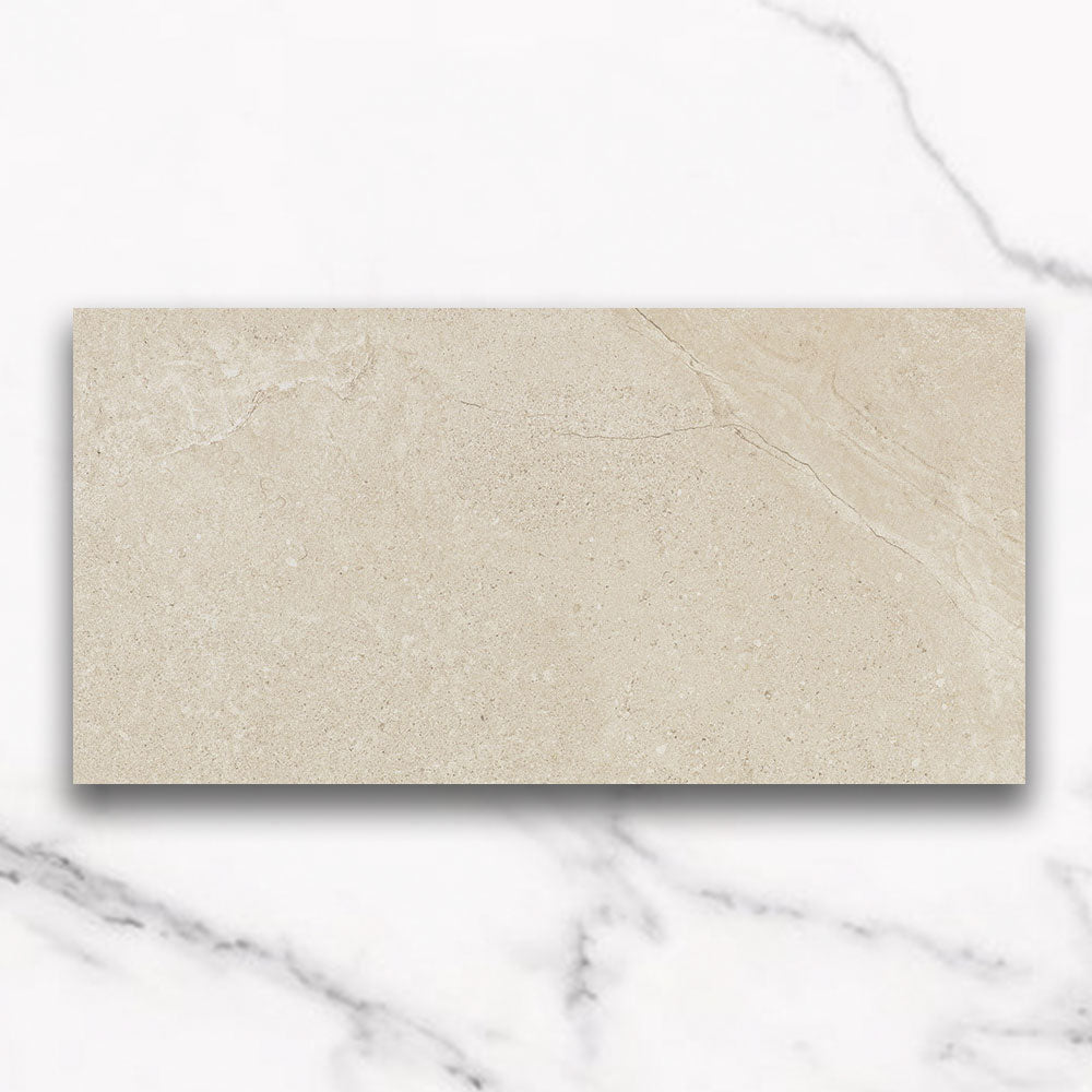 300x600mm Matte Porcelain Tile - Sand Color Marble Look for Bathroom, Kitchen & Flooring - Durable & Waterproof Ceramic Wall & Floor Tiles
