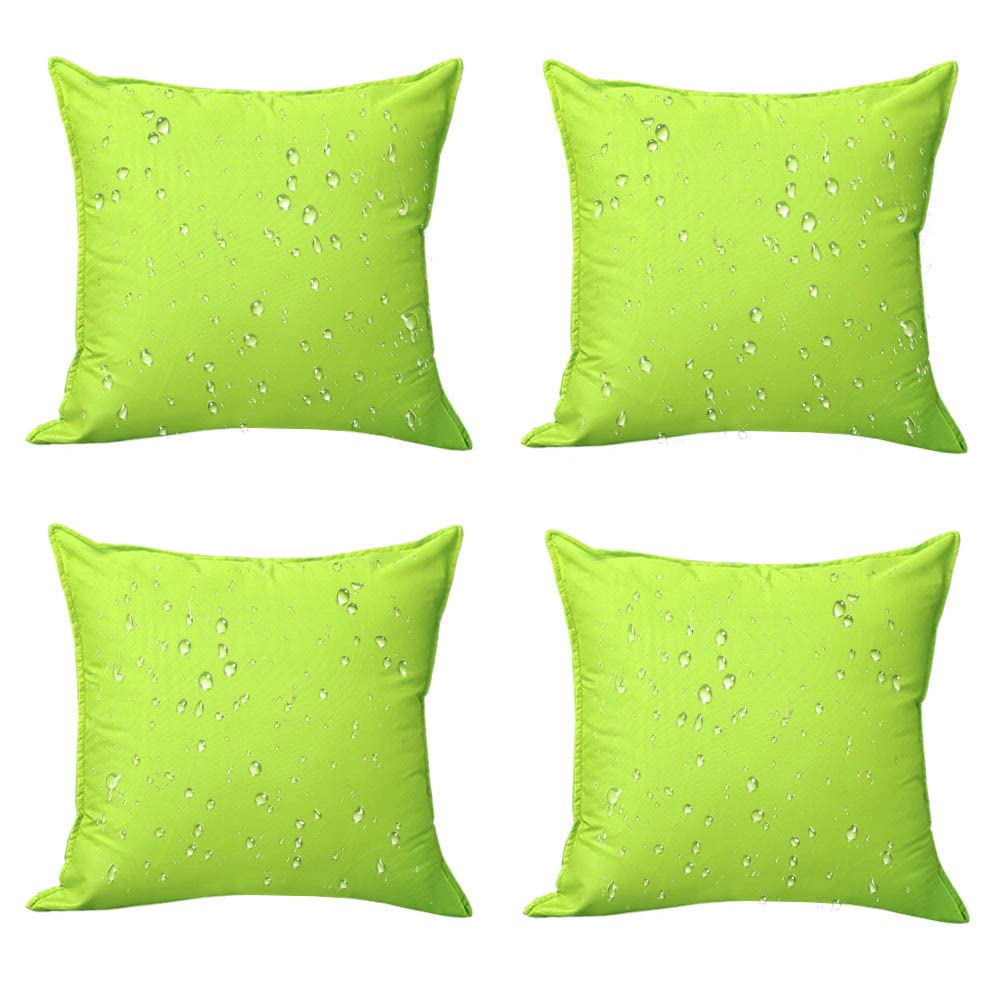 SOFJAGETQ 4-Pack Waterproof Outdoor Pillow Covers - 18x18 Inch Decorative Apple Green Cushion Cases for Patio Furniture - Weatherproof & UV Resistant for Garden, Poolside, Deck, and Porch Use
