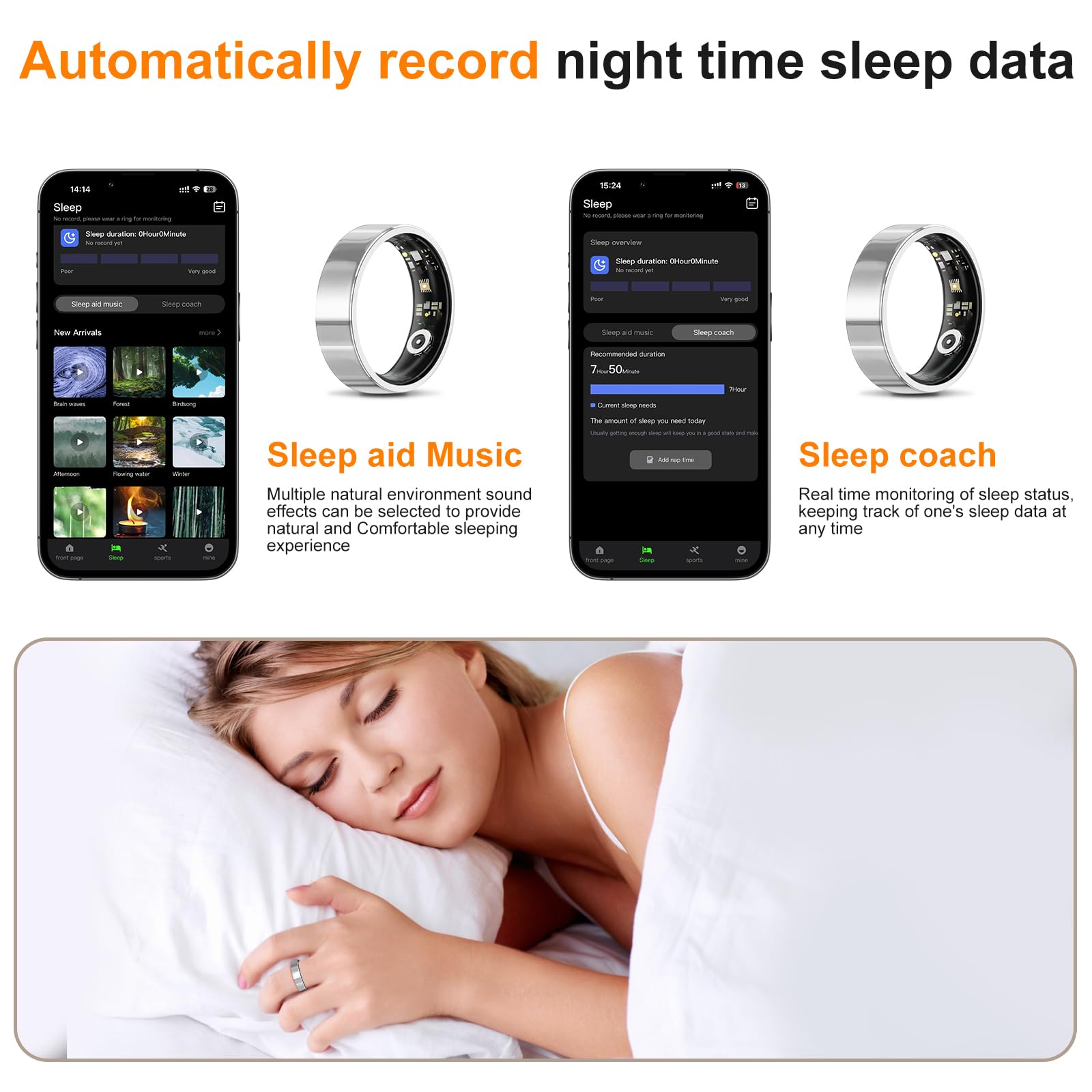 Ultra-Thin Smart Ring with Charging Case - Health & Fitness Tracker for Heart Rate, Blood Oxygen, Sleep Monitoring & Menstrual Cycle Tracking - Compatible with Android & iOS (No App Subscription Needed) - Perfect for Workouts, Sleep Analysis & Daily Health Tracking