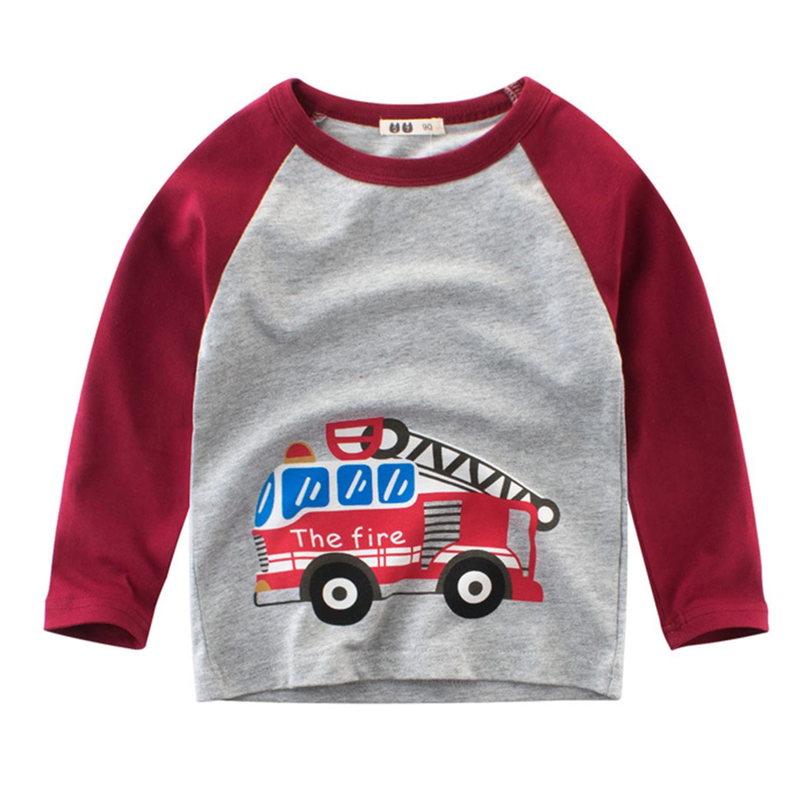 Boys' Cars Print Long Sleeve Crewneck T-Shirt | Toddler Button Down Shirt 5T | Baby & Kids Casual Wear for Playdates, School & Family Outings