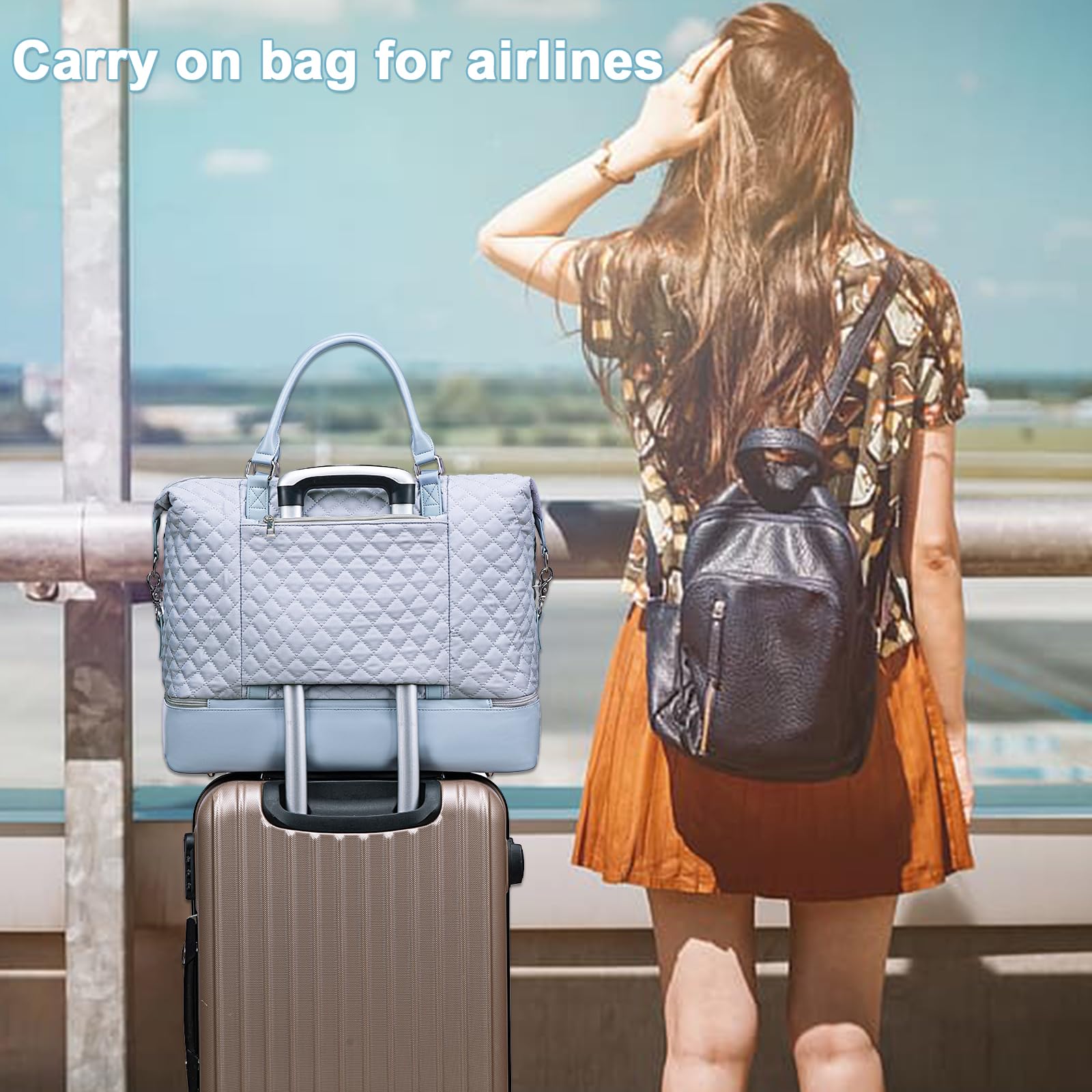 Women's Canvas Weekender Bag - Large Travel Duffel Carry On Overnight Tote for Women | Perfect for Weekend Getaways, Beach Trips & Gym Use
