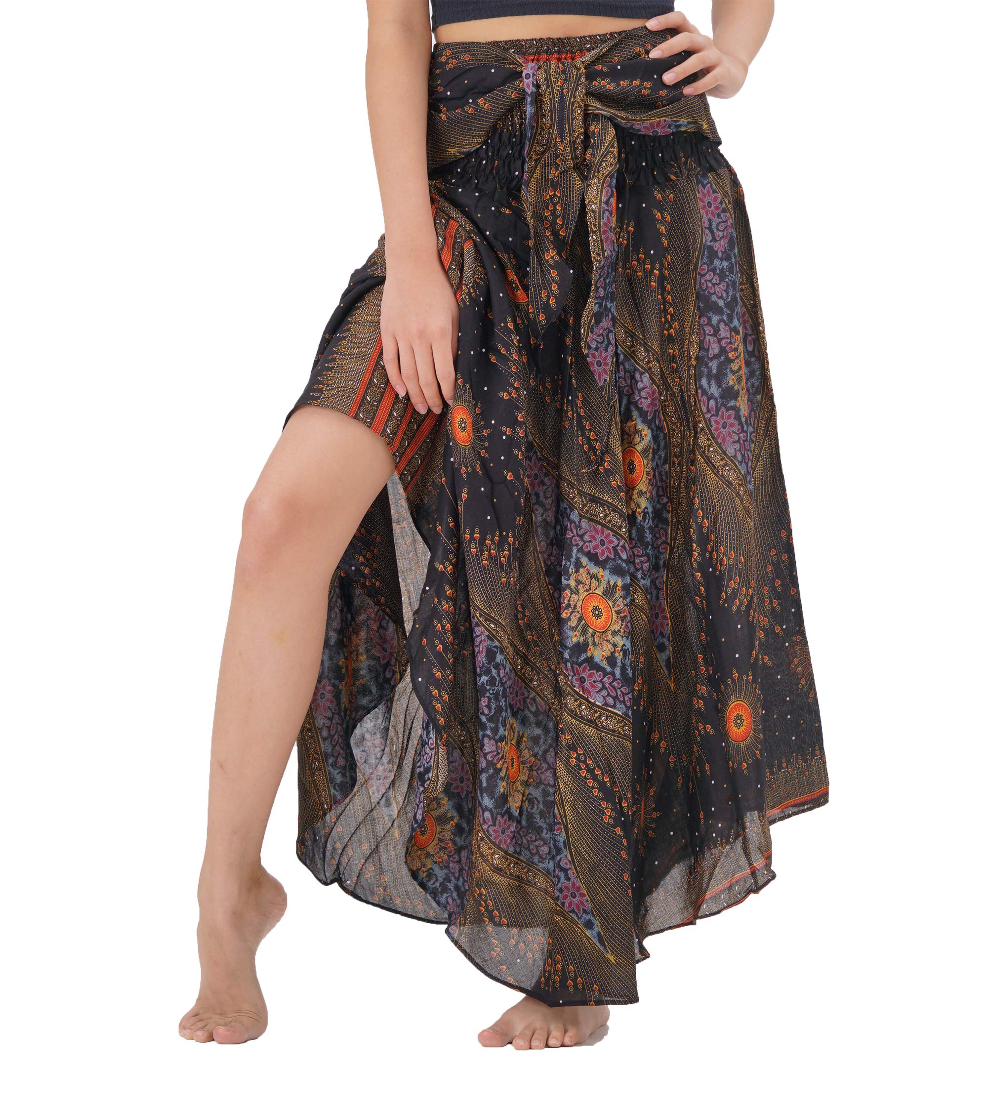 Women's Long Boho Maxi Skirt with Floral Print - Perfect for Beach, Vacation, and Summer Outfits