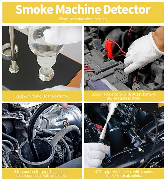 2024 Upgraded DC12V EVAP Smoke Machine Leak Detector - Automotive Pipe System Tester for Car AC, Fuel & Vacuum Lines | Professional Diagnostic Tool for Mechanics & DIY Auto Repair