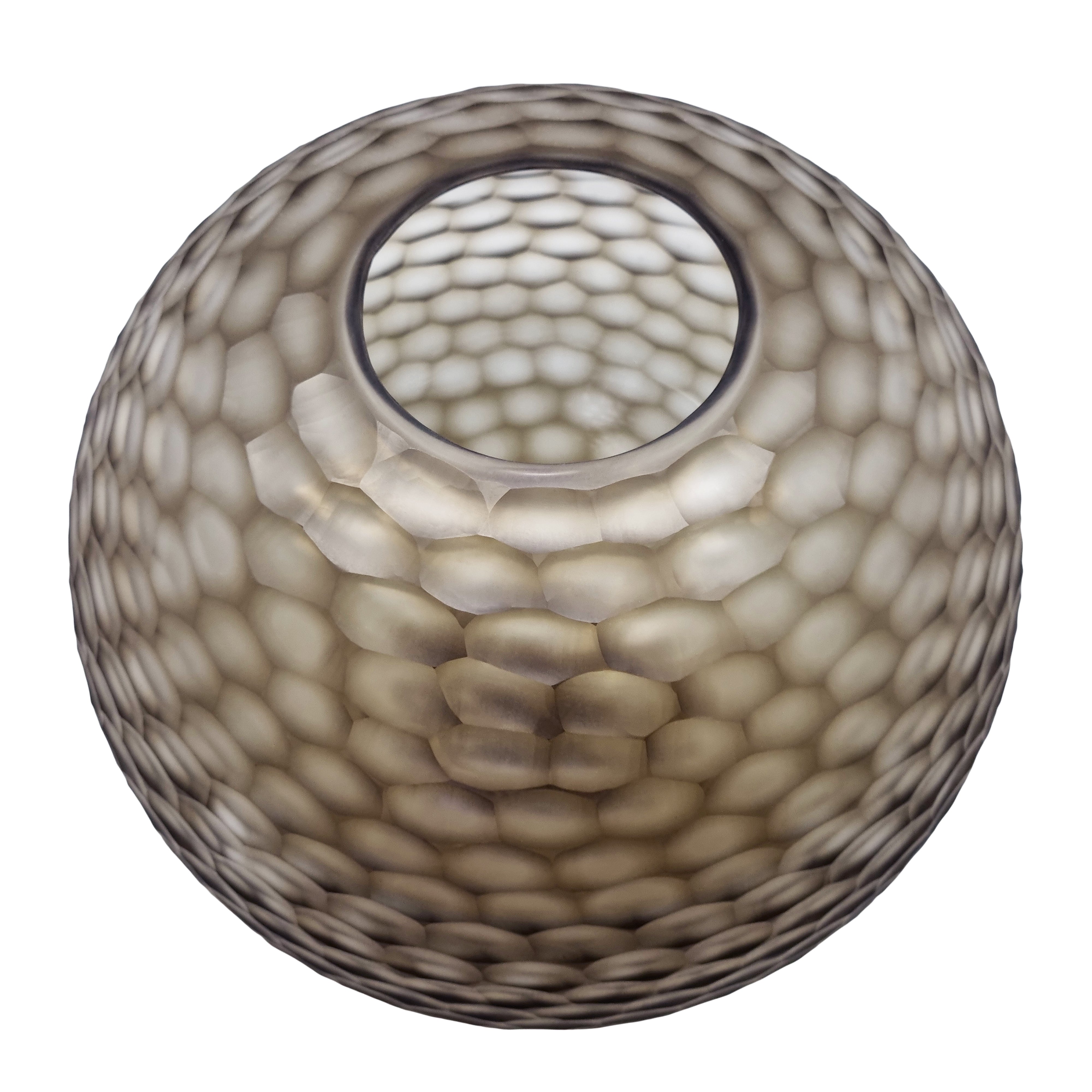 Victoria Round Glass Vase 34x29.5cm Smoke Grey - Elegant Centerpiece for Home Decor, Wedding, and Floral Arrangements