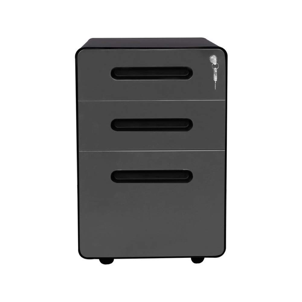 ApexDesk MFC-2025-BLACK 3-Drawer Locking Metal File Cabinet with Wheels - Mobile Storage for Office, Home & School (Black/Charcoal) - Perfect for Organizing Documents, Files & Office Supplies
