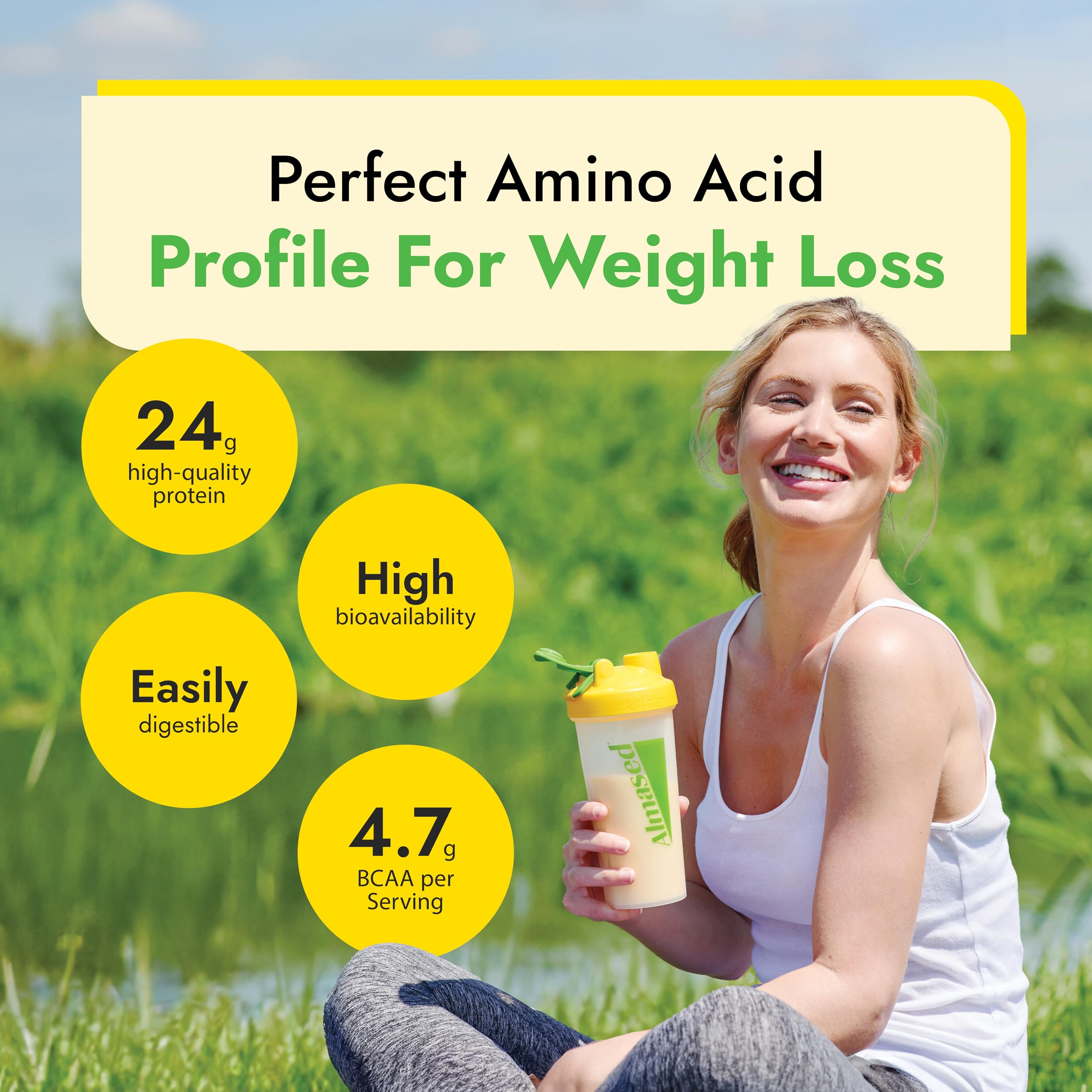 Almased High Protein Powder for Weight Loss - 27g Protein per Serving, Natural Meal Replacement Shake for Men & Women, Original Flavor (3 x 17.6oz Cans + Scoop Included) | Supports Weight Management, Muscle Recovery & Healthy Lifestyle