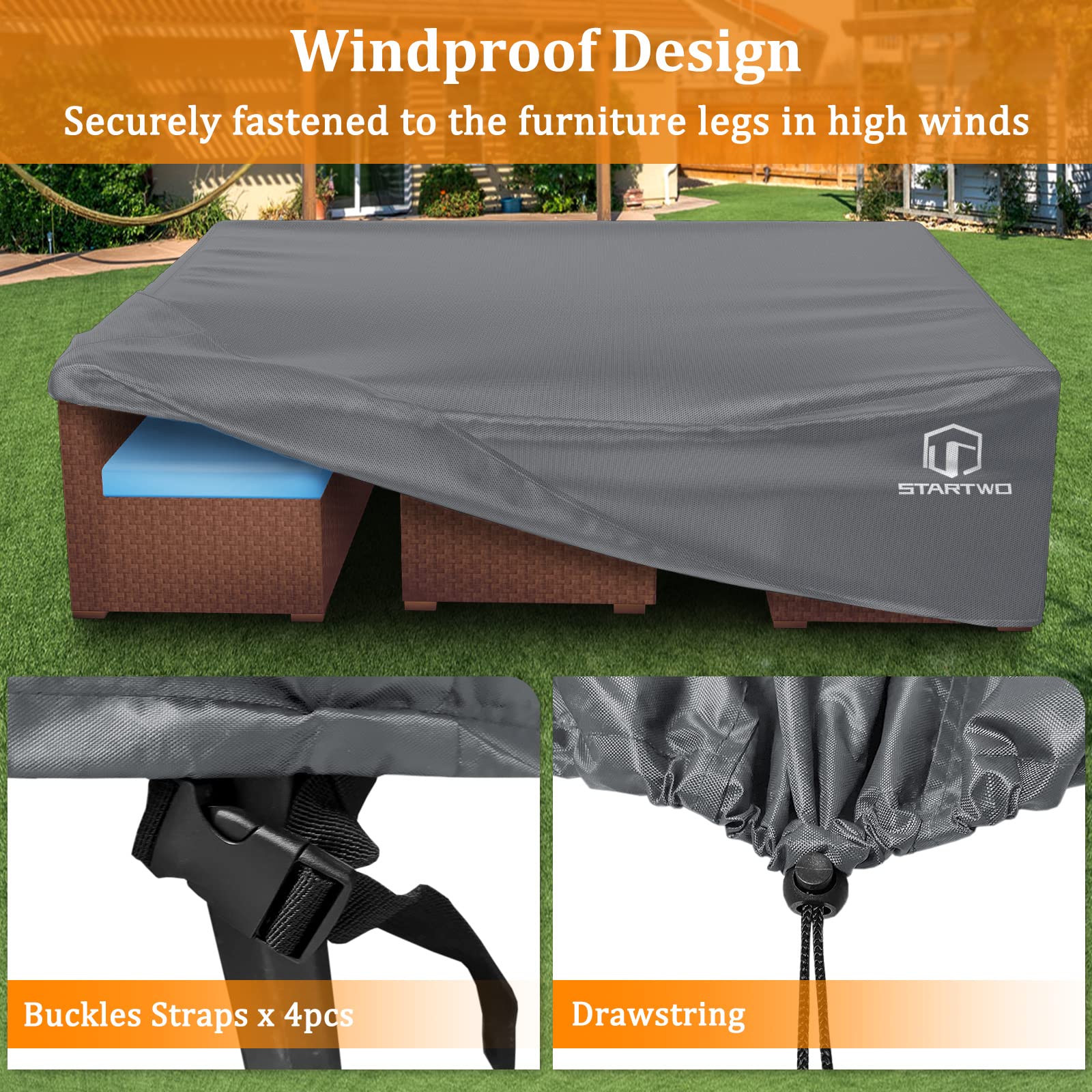 STARTWO Waterproof Patio Furniture Covers for 12-Piece Outdoor Dining Set & Sectional Sofa (126