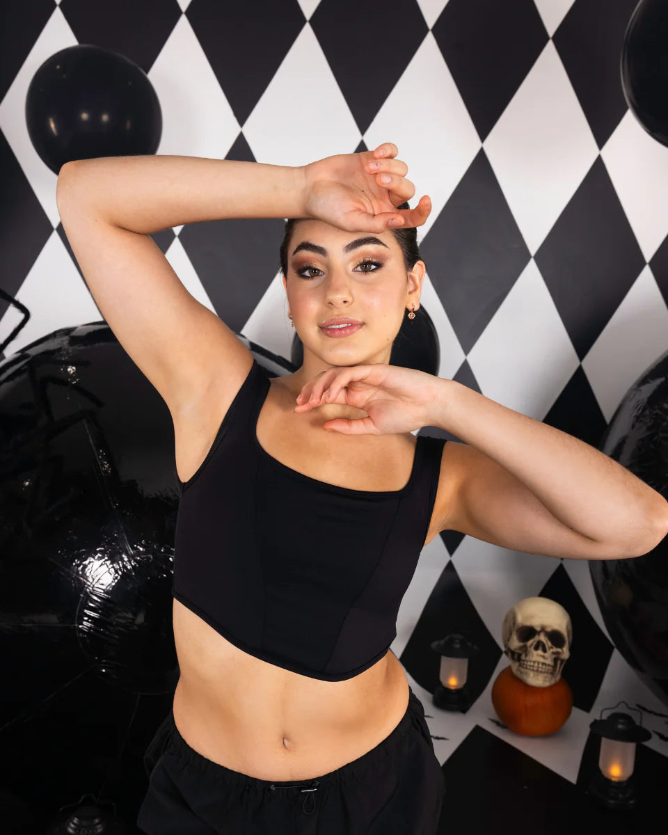 Sabrina Corset Crop Top for Women - Sexy Bustier Lace Up T-Shirt - Gothic Vintage Fashion Top for Party, Cosplay & Night Out