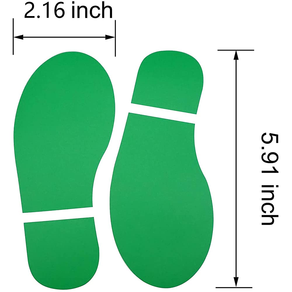 40-Piece Green Kids Footprint Stickers - Non-Slip Floor & Wall Decals for Stairs, Direction Guides - Perfect for St. Patrick's Day Decor & Child Safety (20 Pairs)