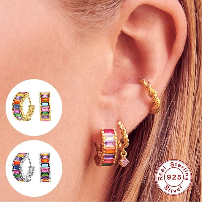 CZ Huggies Hoop Earrings - 14K Gold Plated Twist Design Eternity Hoops for Women | Perfect for Everyday Wear, Date Nights & Special Occasions | HC003