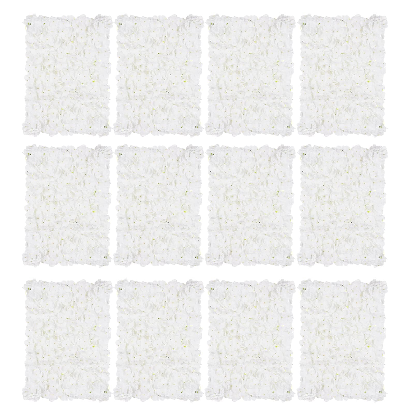 BLOSMON 12-Pack White Artificial Hydrangea Flower Wall Panels - 24