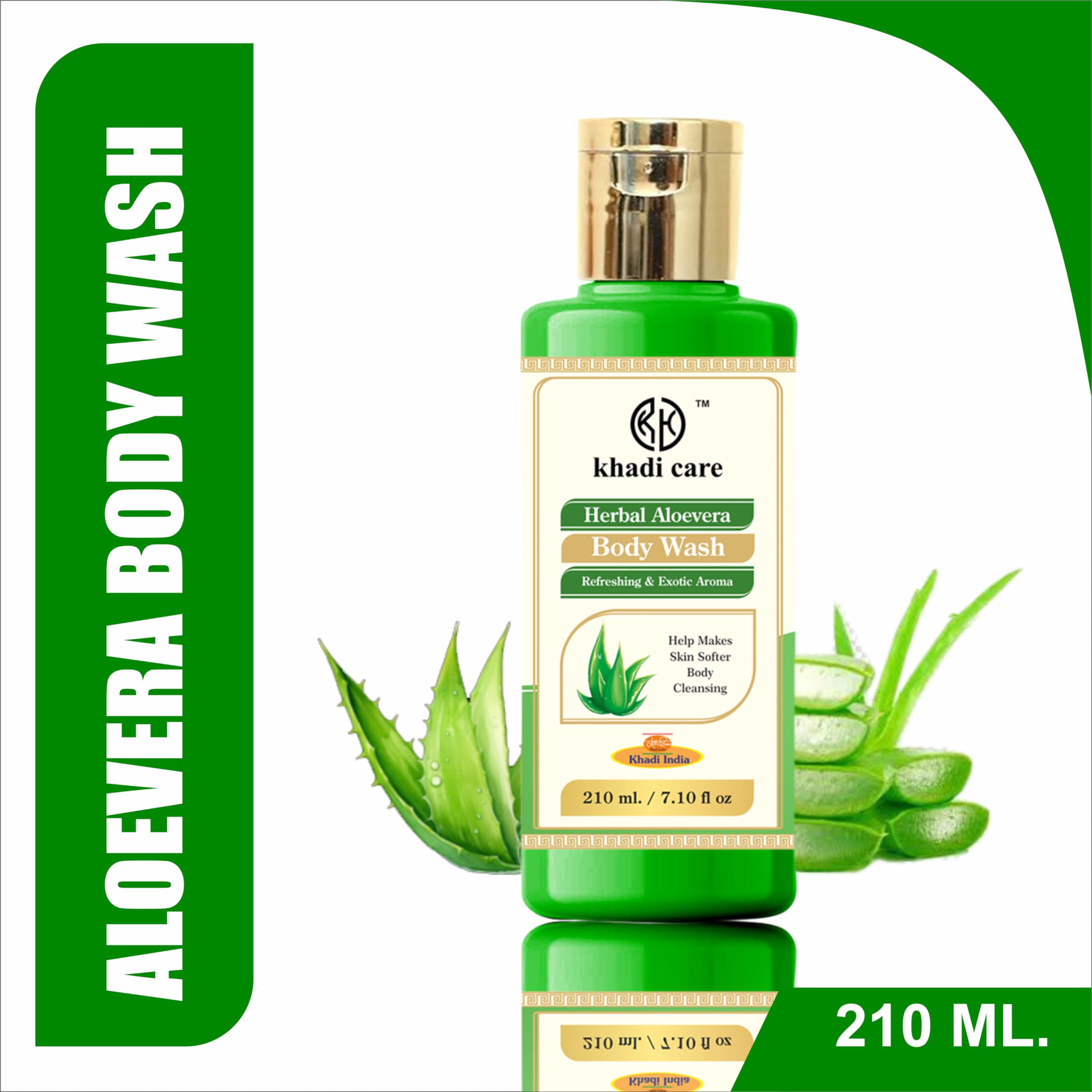 Khadi Care Herbal Aloe Vera Body Wash for Soft & Hydrated Skin | Refreshing Exotic Aroma | 210ml | Perfect for Daily Shower & Spa Relaxation at Home