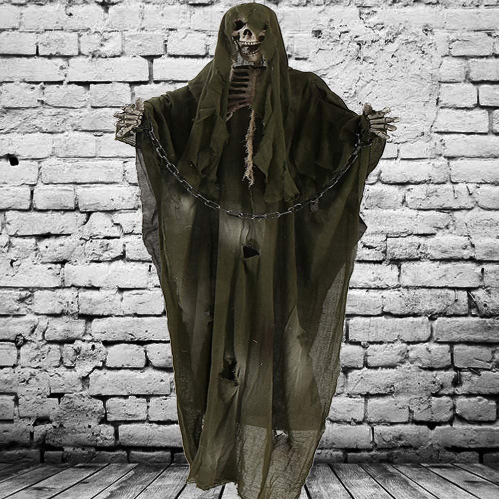 Life Size Hanging Halloween Decorations - Animated Scary Props for Haunted House, Yard, Outdoor & Indoor Party Decor (Green) | Perfect for Spooky Home Decor, Halloween Parties & Trick-or-Treat Displays