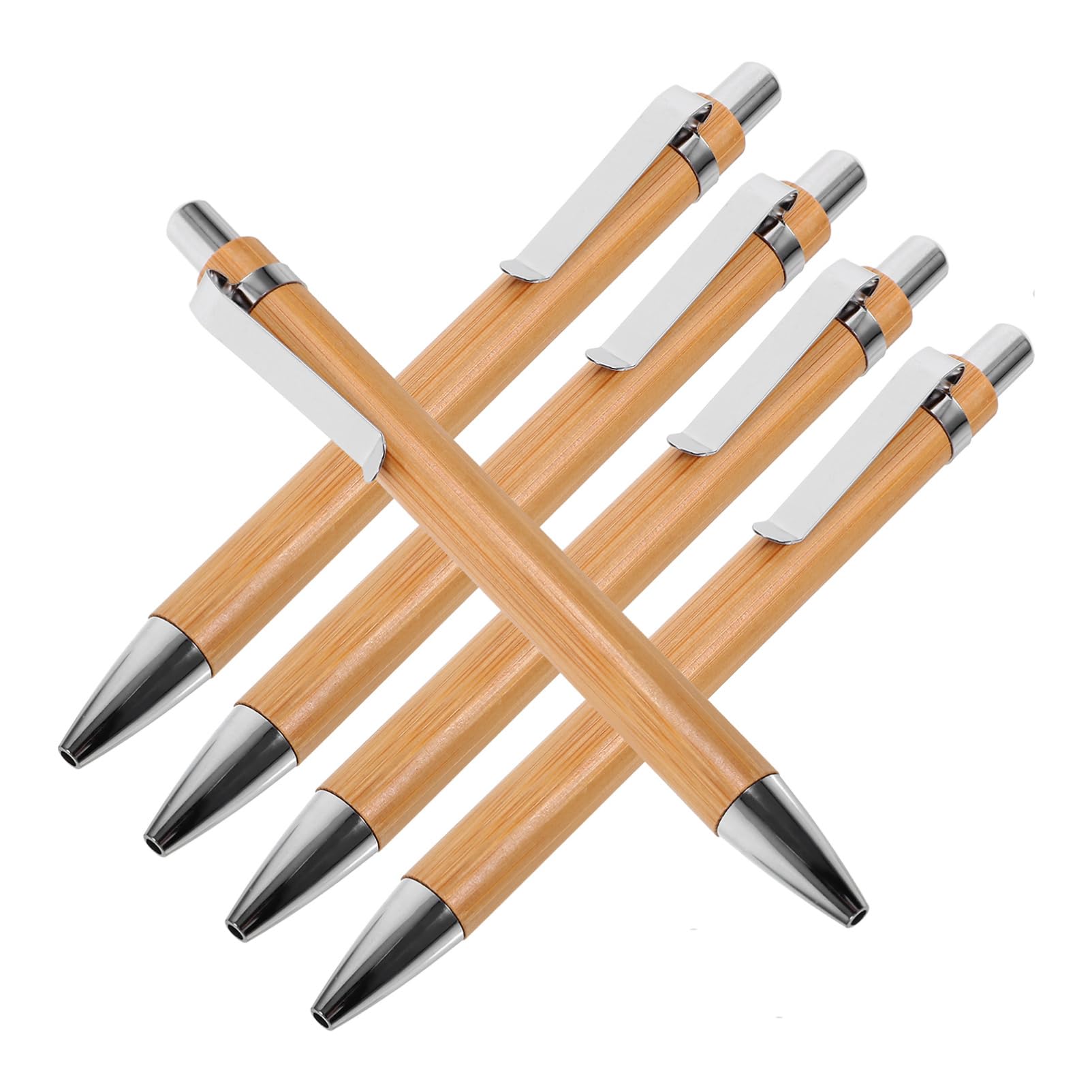 Premium Bamboo Ballpoint Pens - 5 Pack Retractable Smooth Writing Pens for School, Office & Journaling | Eco-Friendly Wooden Pens for Gifts, Note Taking & Everyday Use
