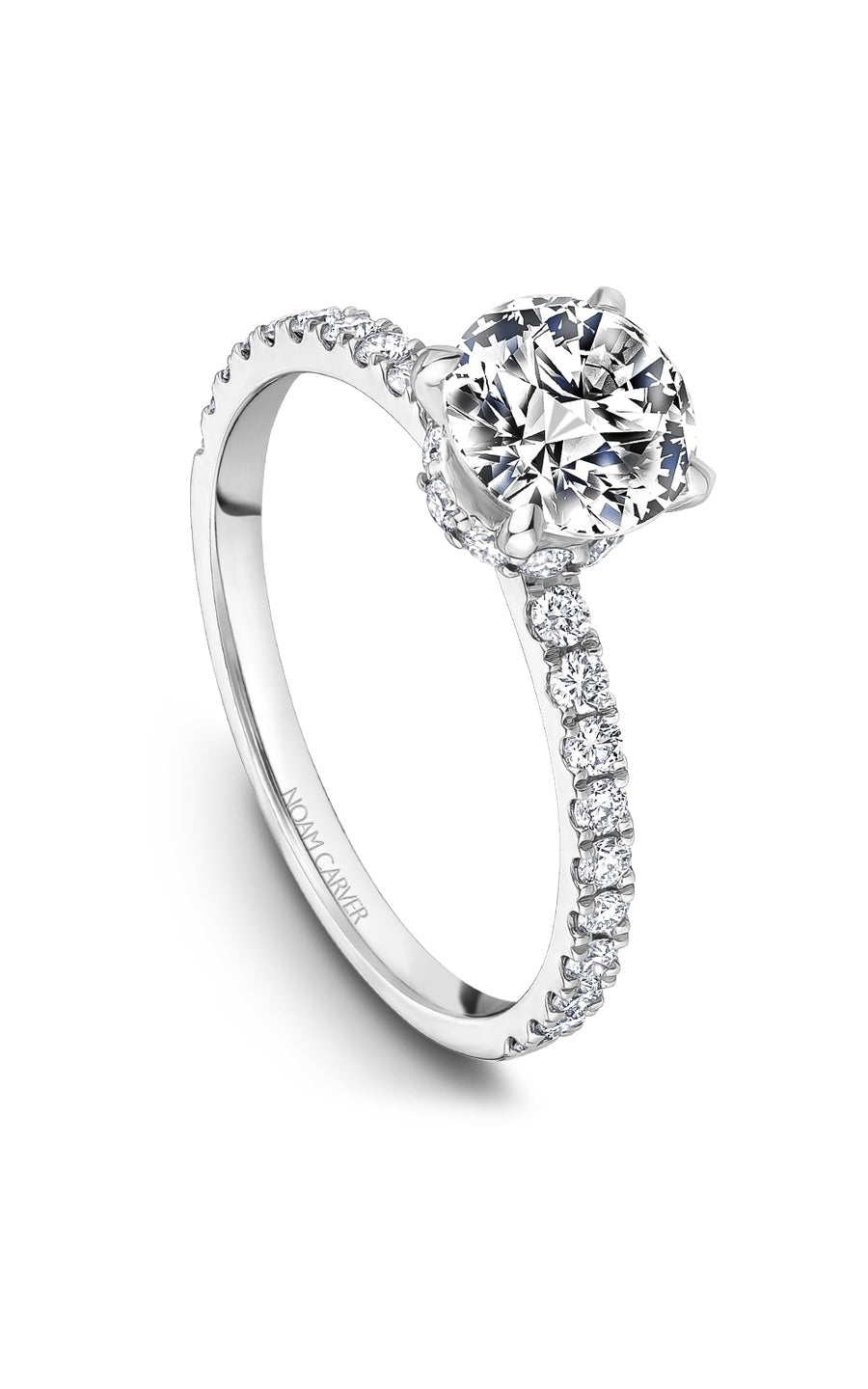 Noam Carver B511 02A Bridal Engagement Ring - 14K White Gold Diamond Wedding Band for Women - Perfect for Proposals, Anniversaries & Special Occasions