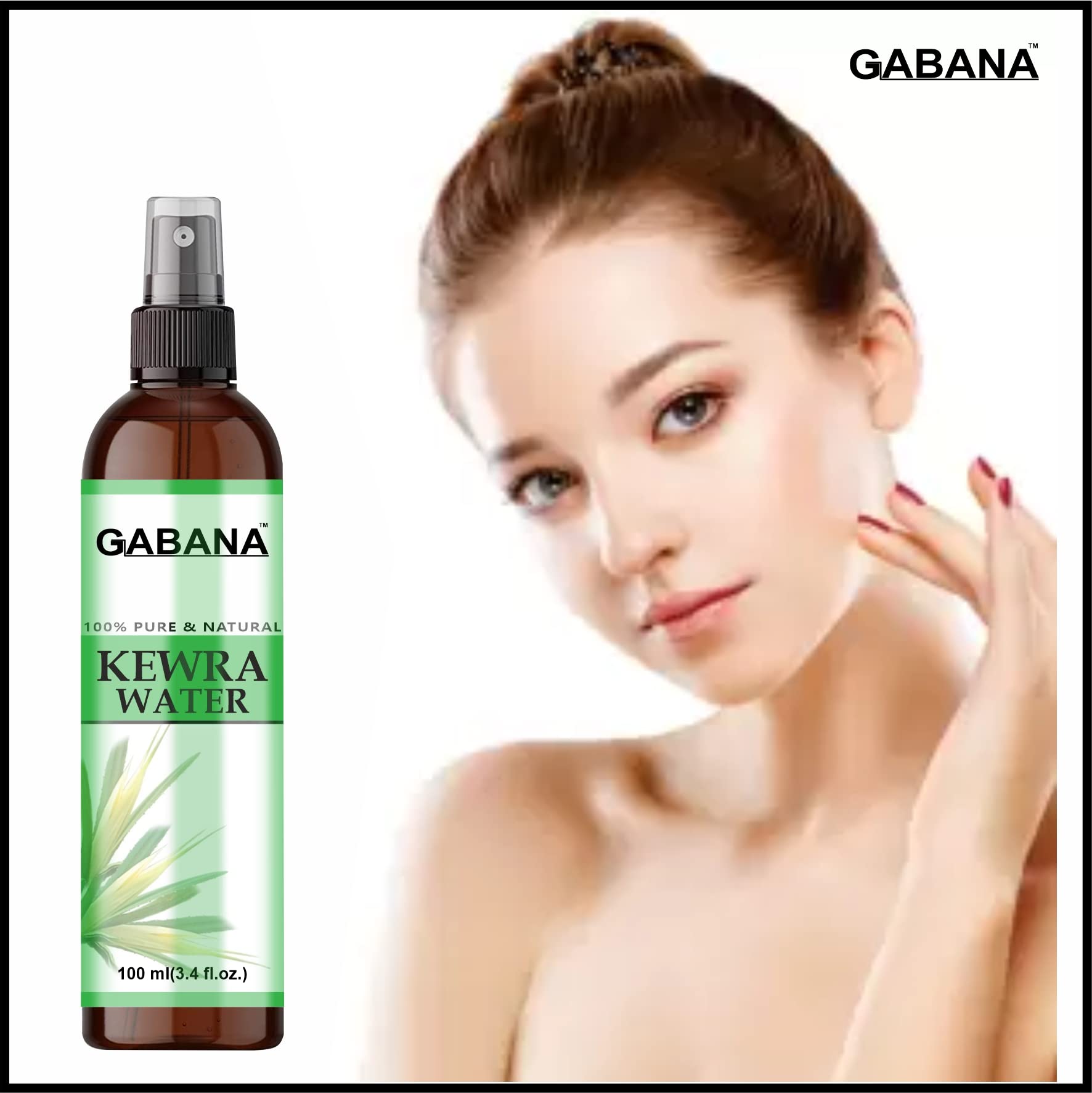 GABANA Natural Kewra Water for Face & Skin (Pack of 2, 100ml) | Organic Facial Toner, Makeup Remover & Skin Tightening Solution | Refreshing & Glowing Skin Care | Perfect for Daily Cleansing, Hydration & Makeup Removal Routine
