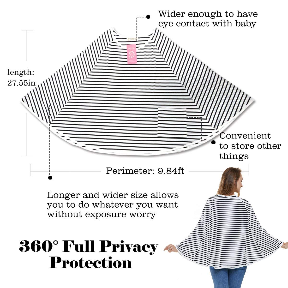 Nursing Cover & Poncho - 360° Privacy Breastfeeding & Stroller Cover for Baby Shower Gifts