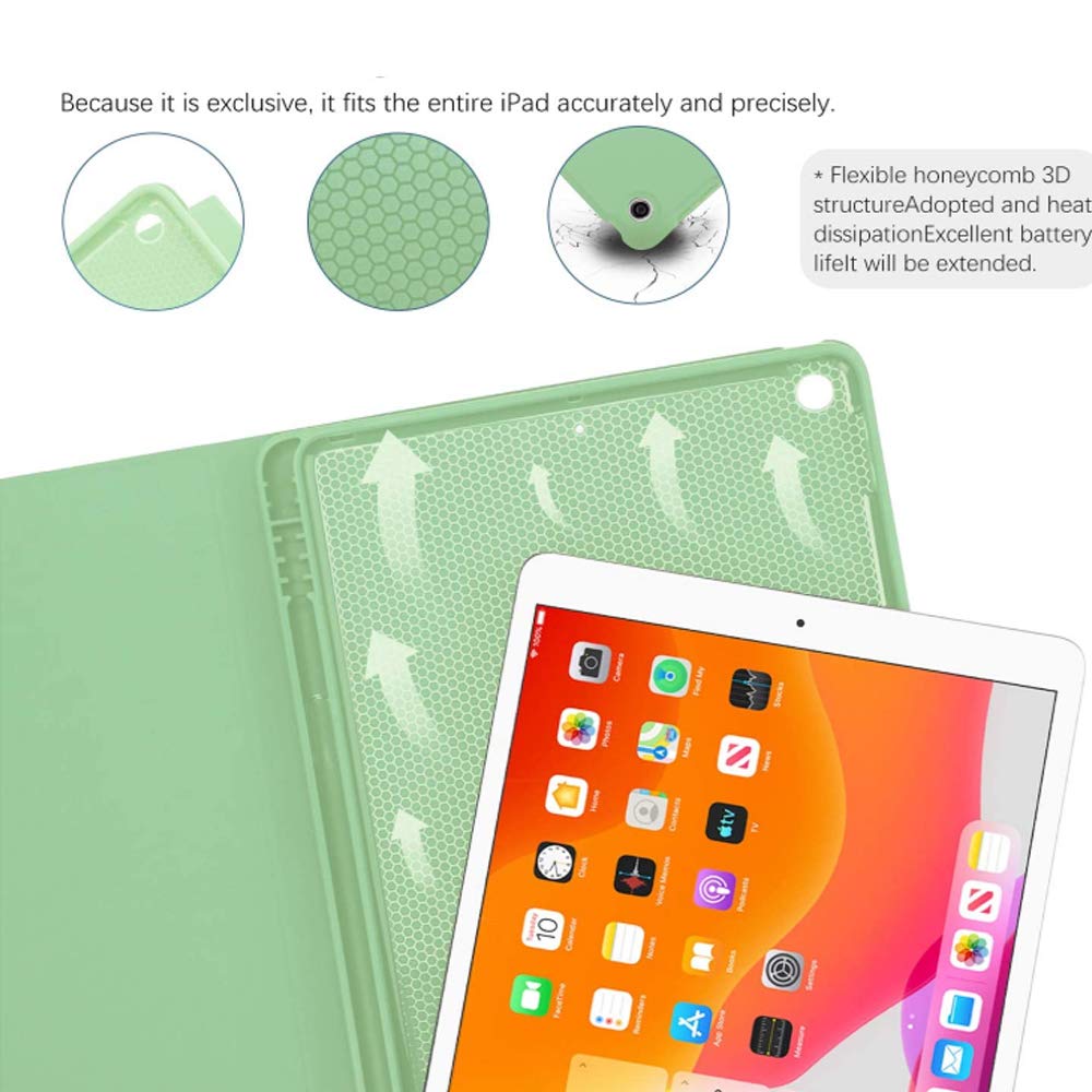 iPad Keyboard Case with Touchpad & Mouse - Compatible with iPad 2018 (6th Gen)/2017 (5th Gen)/Pro 9.7/Air 2 & 1 | Slim Folio Keyboard Cover with Trackpad, Pencil Holder & Laptop-Style Protection in Green - Perfect for Work, Study & Travel