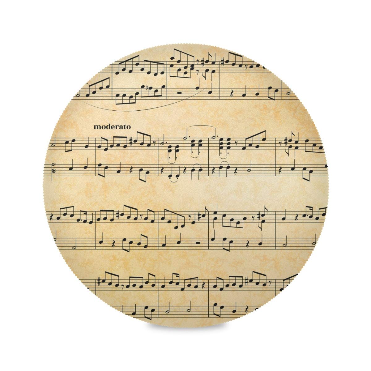 Vintage Music Score Round Placemats Set of 4 - 15.4 Inch Non-Slip Table Mats for Kitchen, Dining Table, Holiday Party & Music-Themed Decor