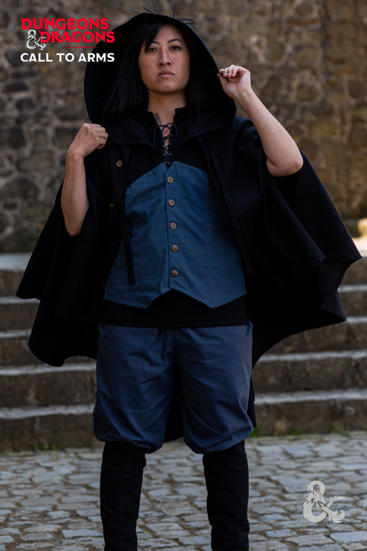 Dungeons & Dragons Rogue Costume Set - Black & Woad Blue Outfit for Cosplay, LARP & Fantasy Roleplaying Games | Perfect for Halloween, Conventions & D&D Sessions
